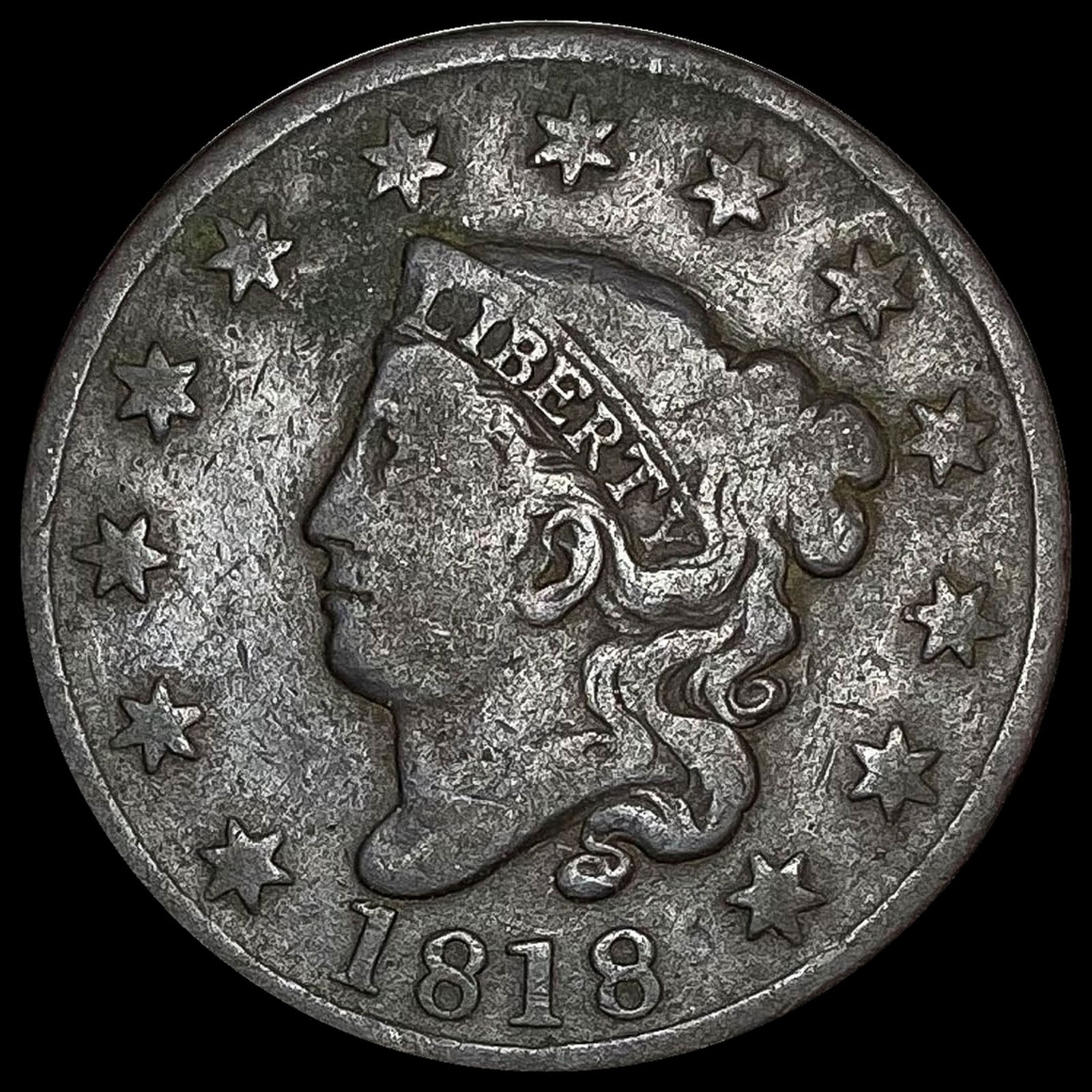 1818 Coronet Head Large Cent NICELY CIRCULATED (1 of 2)