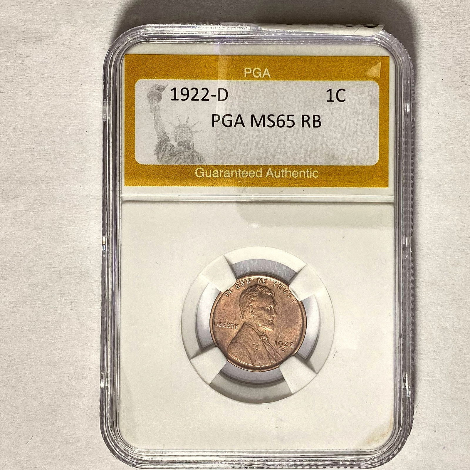 1922-D Lincoln Wheat Cent PGA MS65 RB (1 of 2)