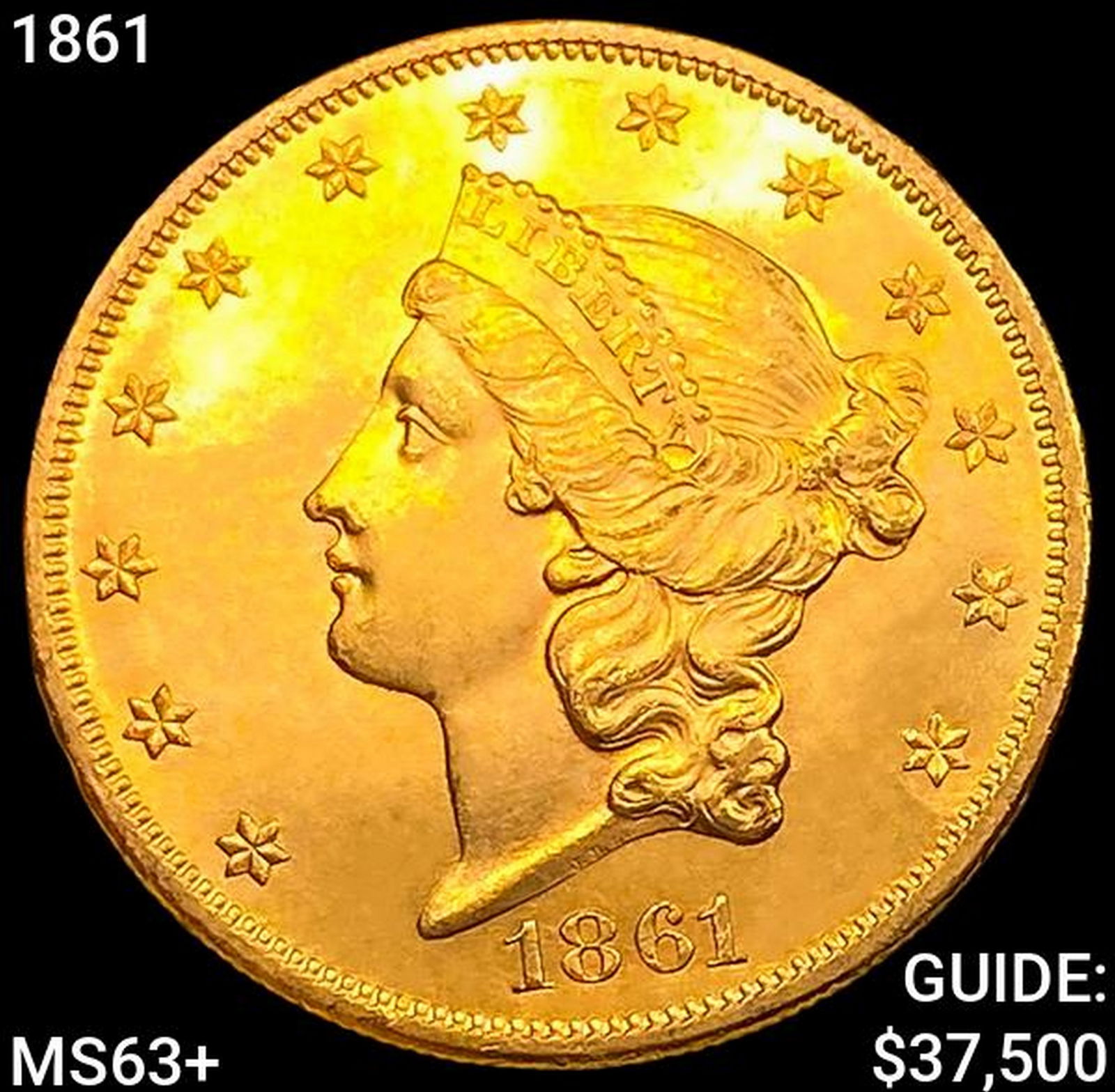 1861 $20 Gold Double Eagle CHOICE BU+ (1 of 2)