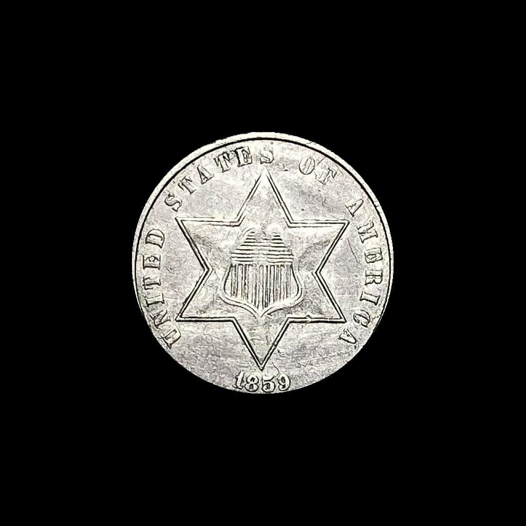 1859 Silver Three-Cent Piece CLOSELY UNCIRCULATED (1 of 2)