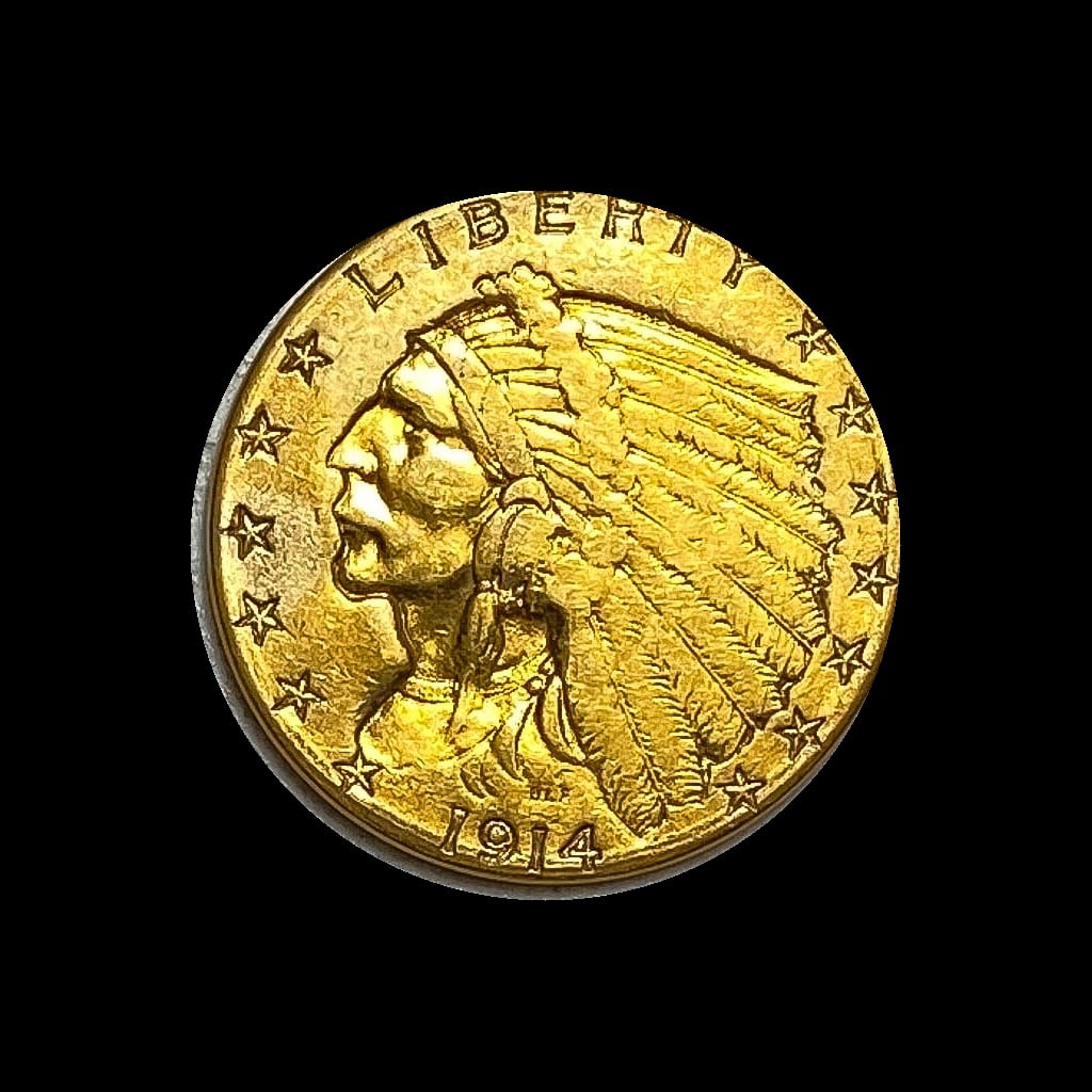 1914-D Indian Head $2.50 Gold Quarter Eagle AU (1 of 2)