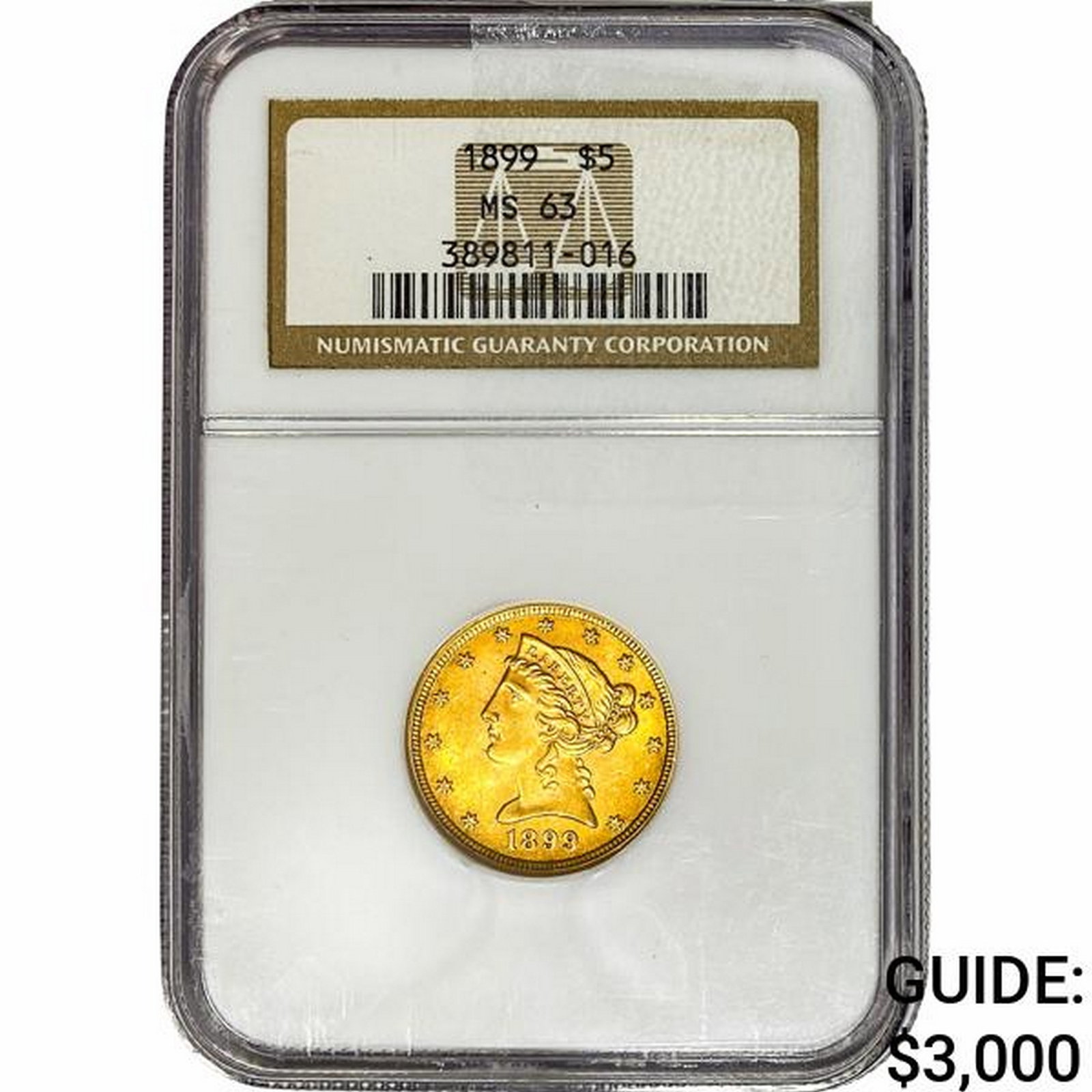 1899 $5 Gold Half Eagle NGC MS63 (1 of 2)