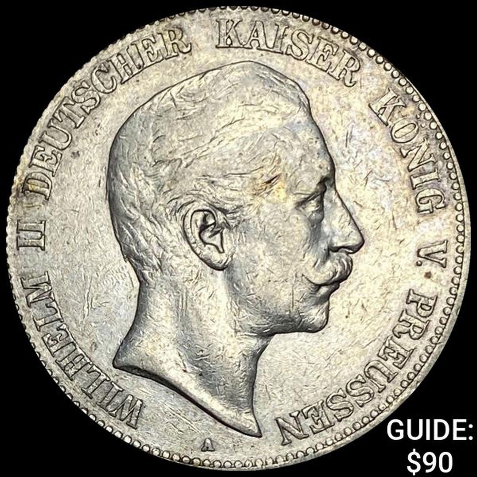 1898-A Prussia Silver 5 Reichsmark NEARLY UNCIRCULATED (1 of 2)