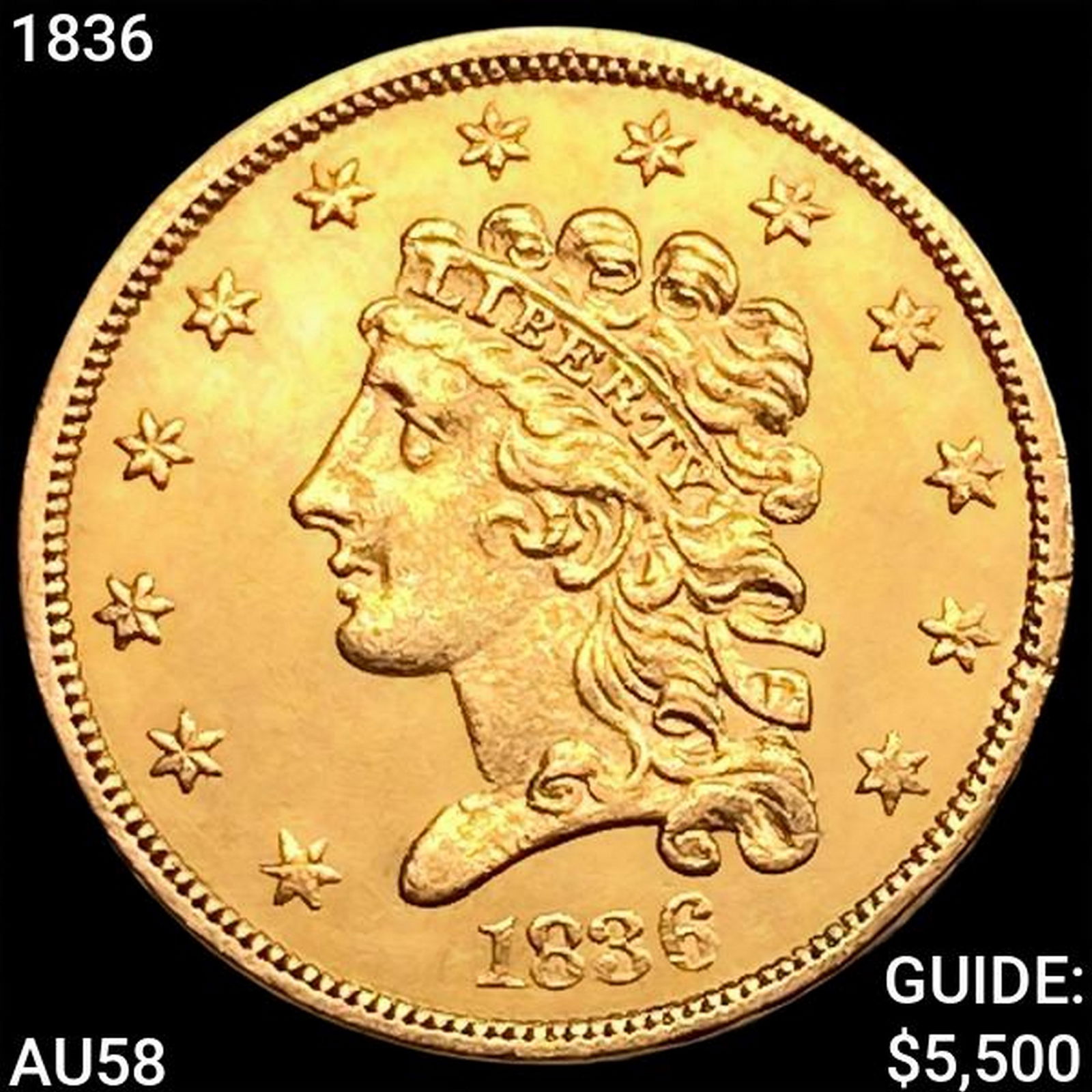 1836 $5 Gold Quarter Eagle CHOICE AU (1 of 2)