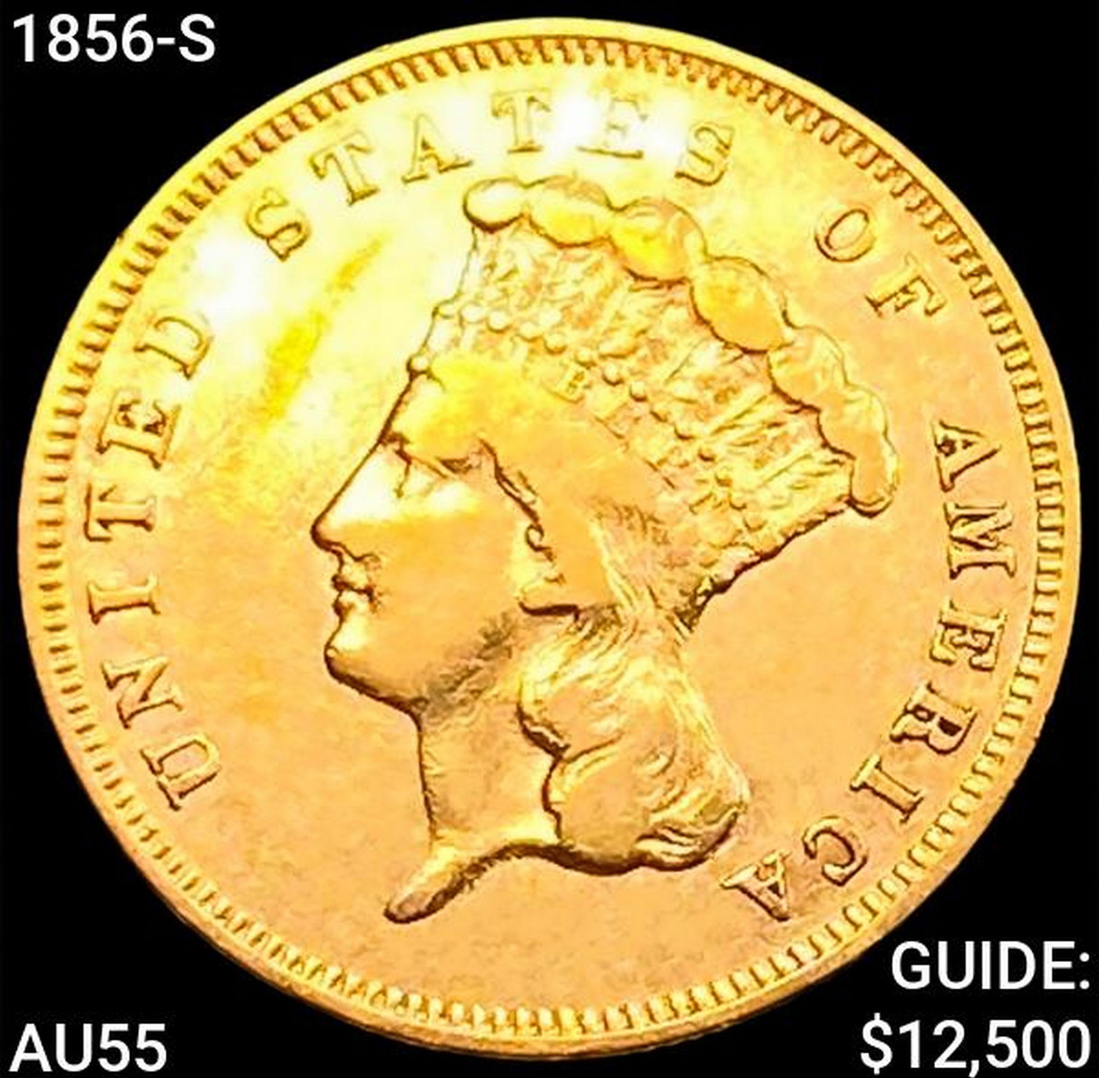 1856-S $3 Gold Piece HIGH GRADE (1 of 2)