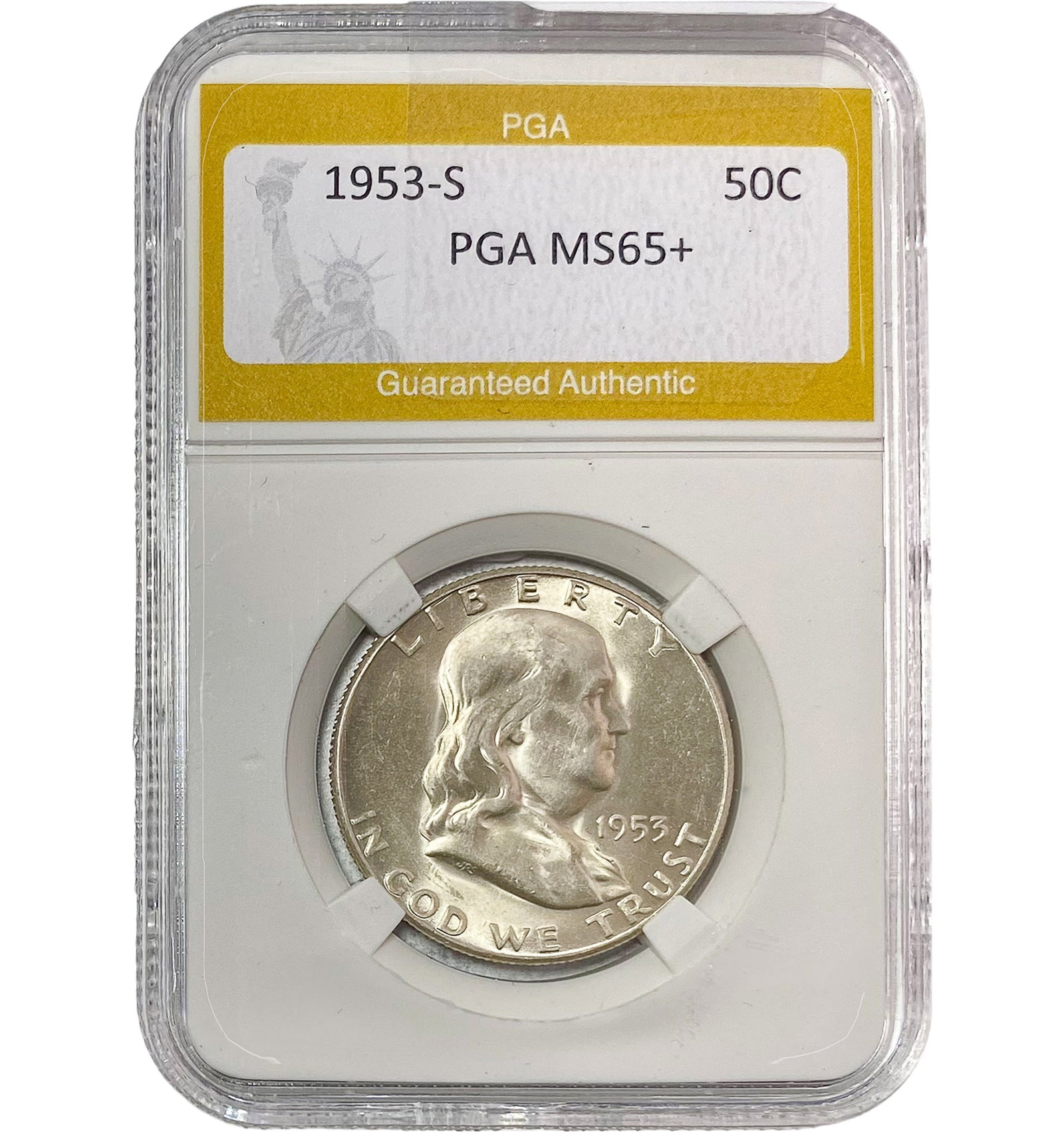 1953-S Franklin Half Dollar PGA MS65+: 1953-S Franklin Half Dollar PGA MS65+