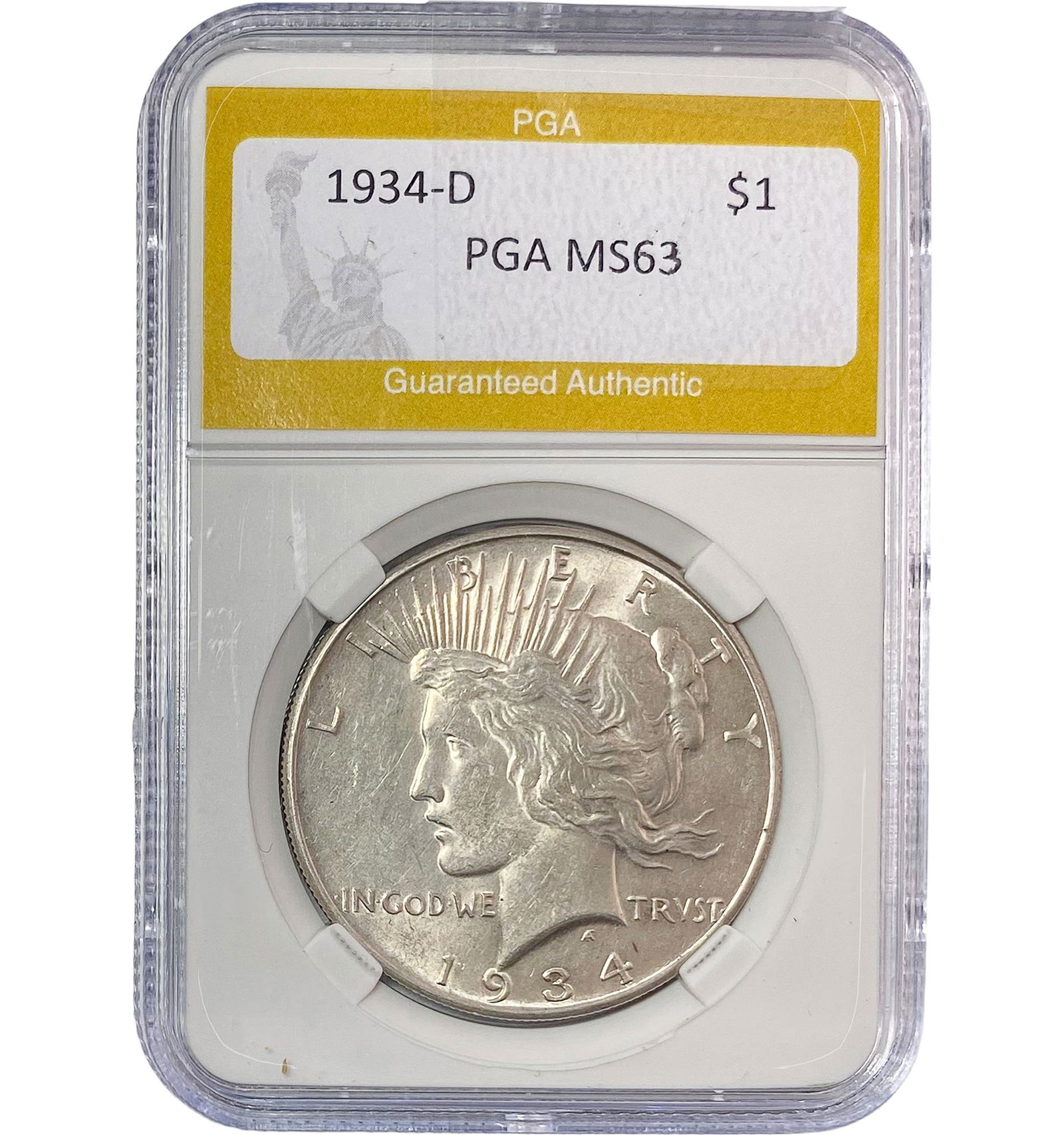 1934-D Peace Silver Dollar PGA MS63 (1 of 2)