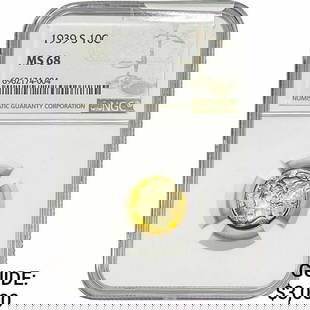 1939-S Mercury Silver Dime NGC MS68: 1939-S Mercury Silver Dime NGC MS68