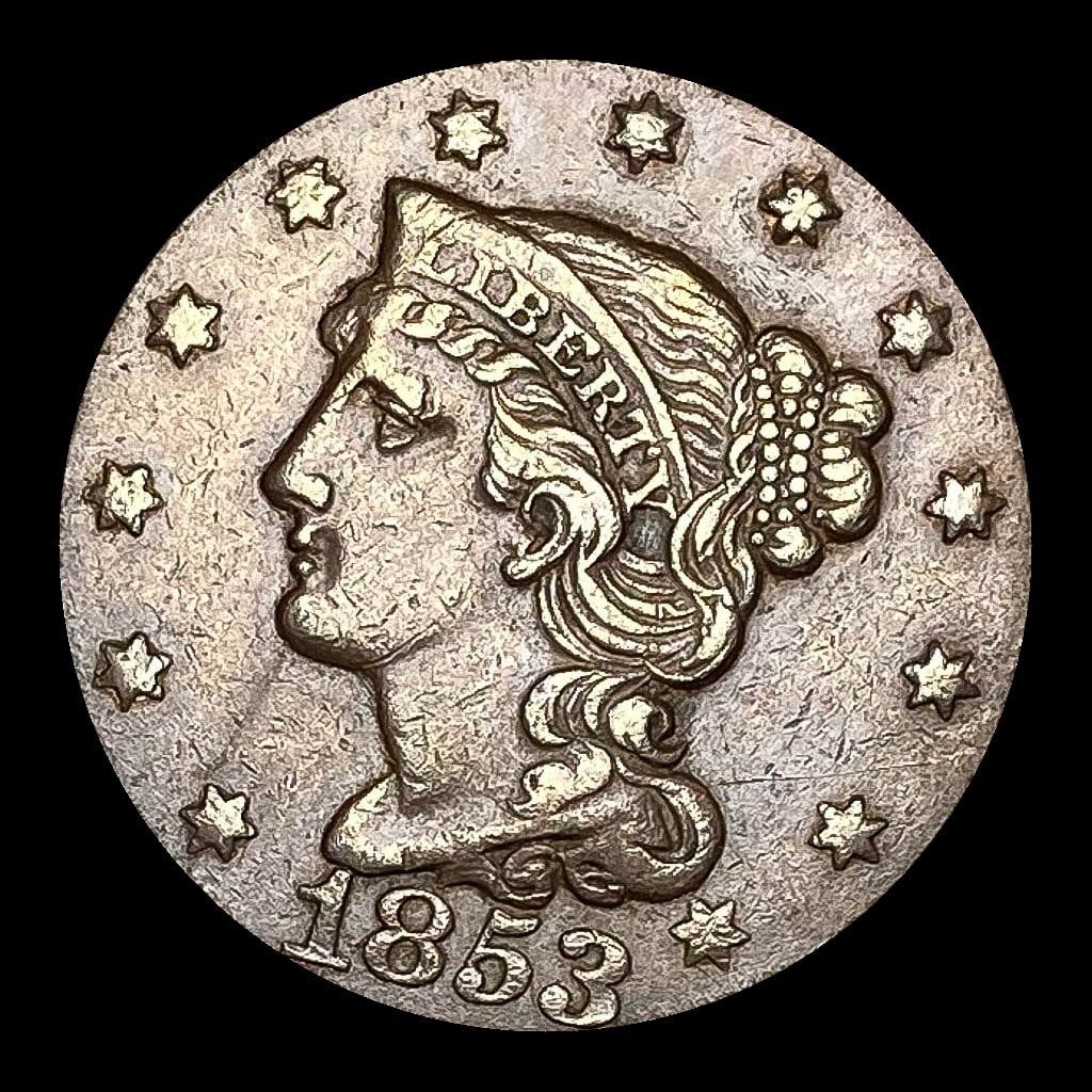 1853 Braided Hair Large Cent NEARLY UNCIRCULATED (1 of 2)