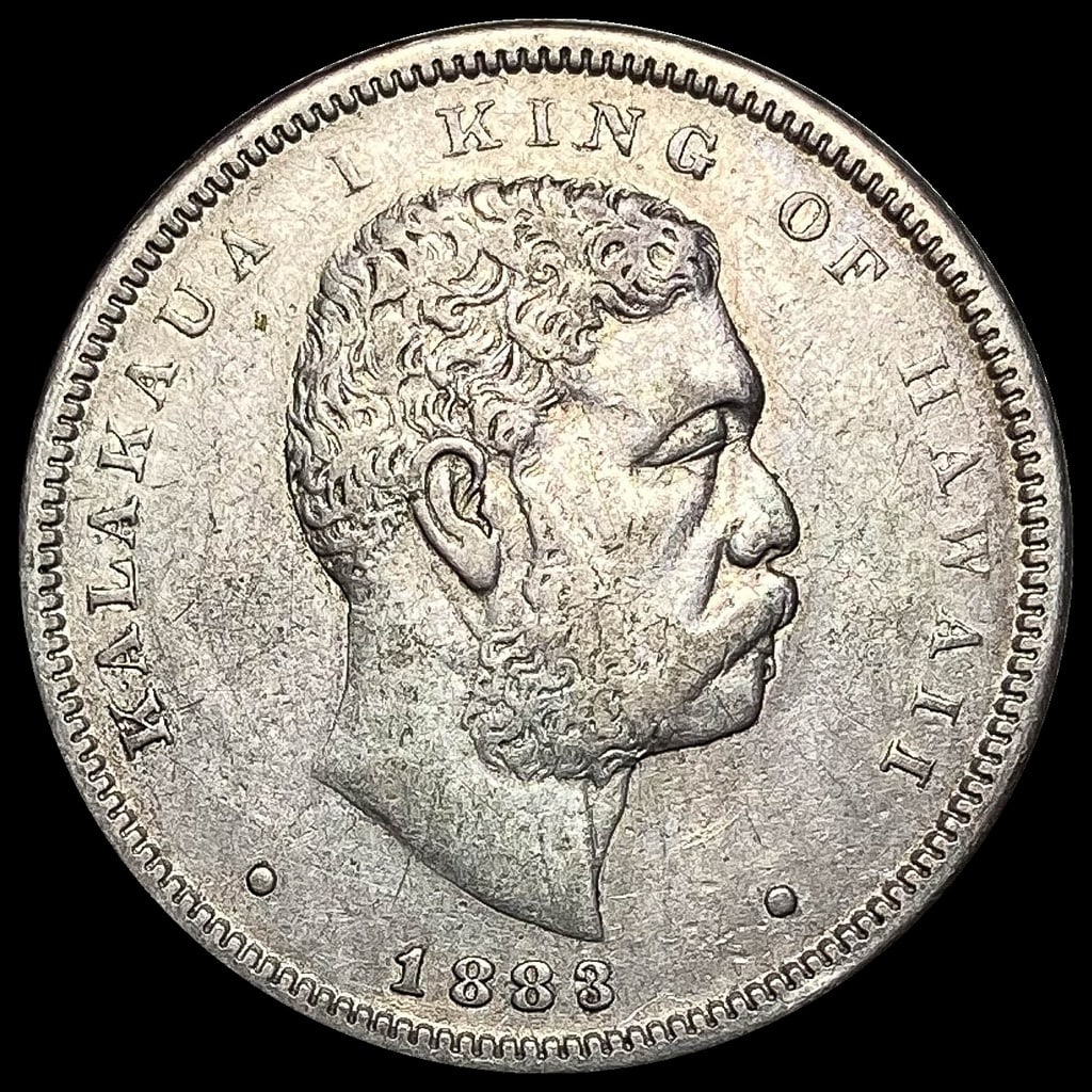 1883 Kingdom Of Hawaii 1/4 Dollar King Kalakaua Gilt Coin