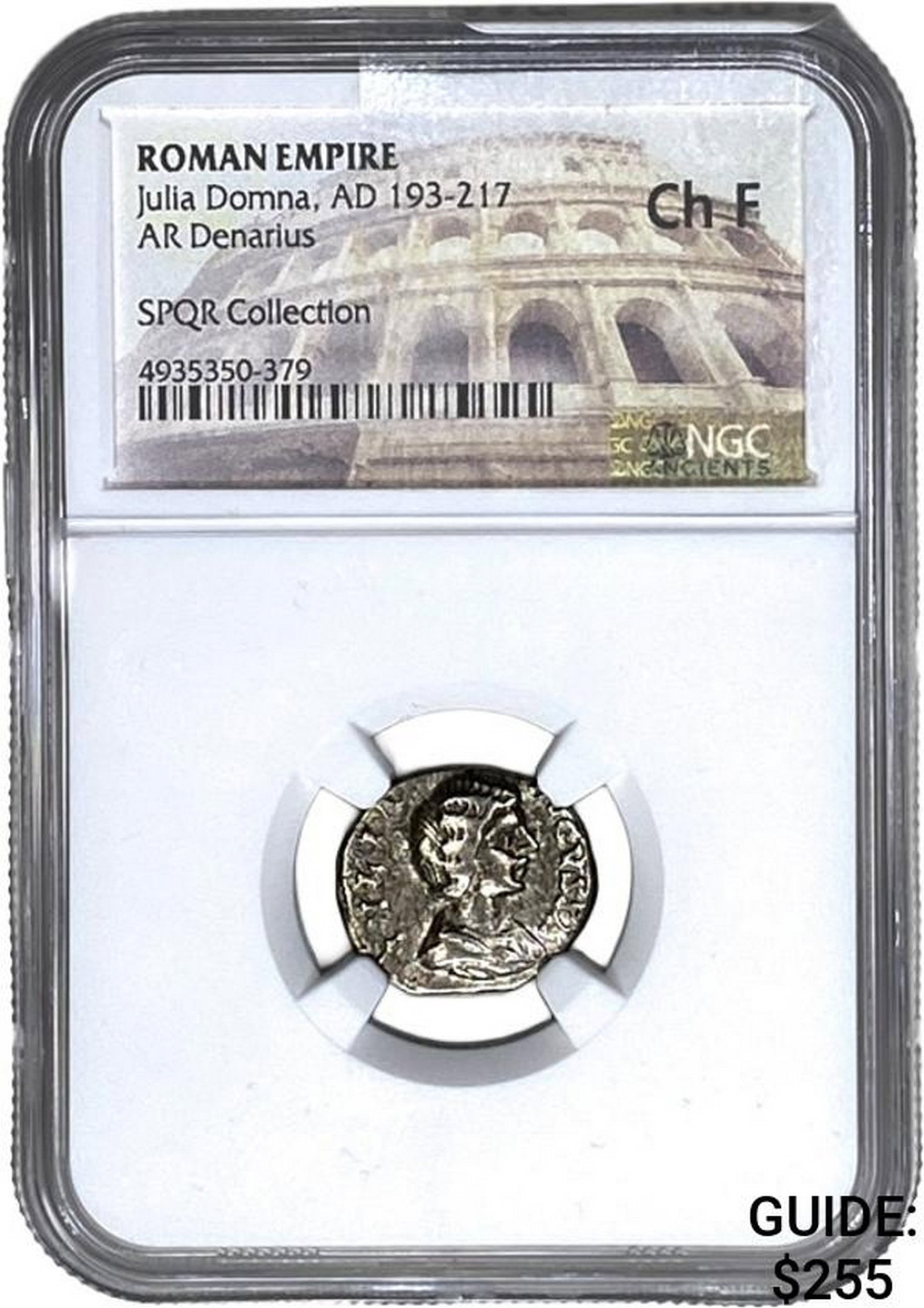 Roman Julia Domna, AD 193-217 Silver Denarius NGC Ch F: Roman Julia Domna, AD 193-217 Silver Denarius NGC Ch F