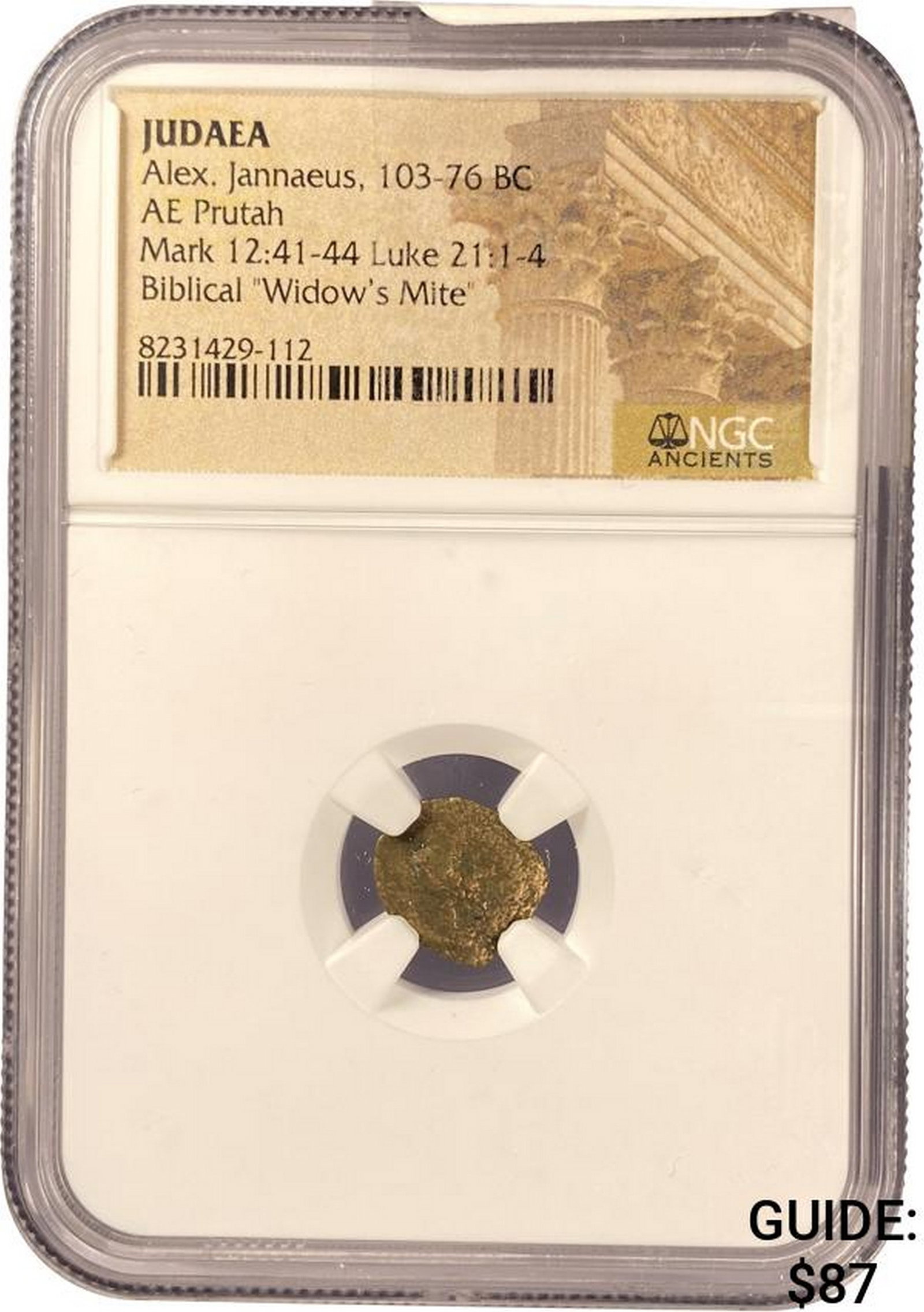 Judaea Alex. Jannaeus, 103-76 BC AE Prutah NGC: Judaea Alex. Jannaeus, 103-76 BC AE Prutah NGC