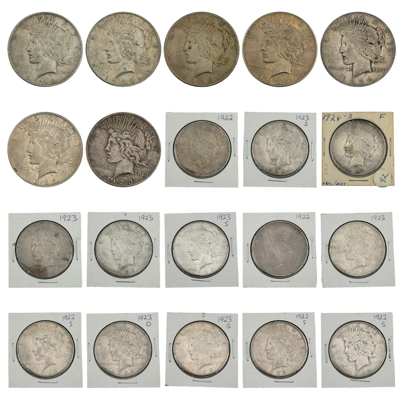 1922-1935 US Silver Peace Dollar Roll [20 Coins] : 1922-1935 US Silver Peace Dollar Roll [20 Coins]
