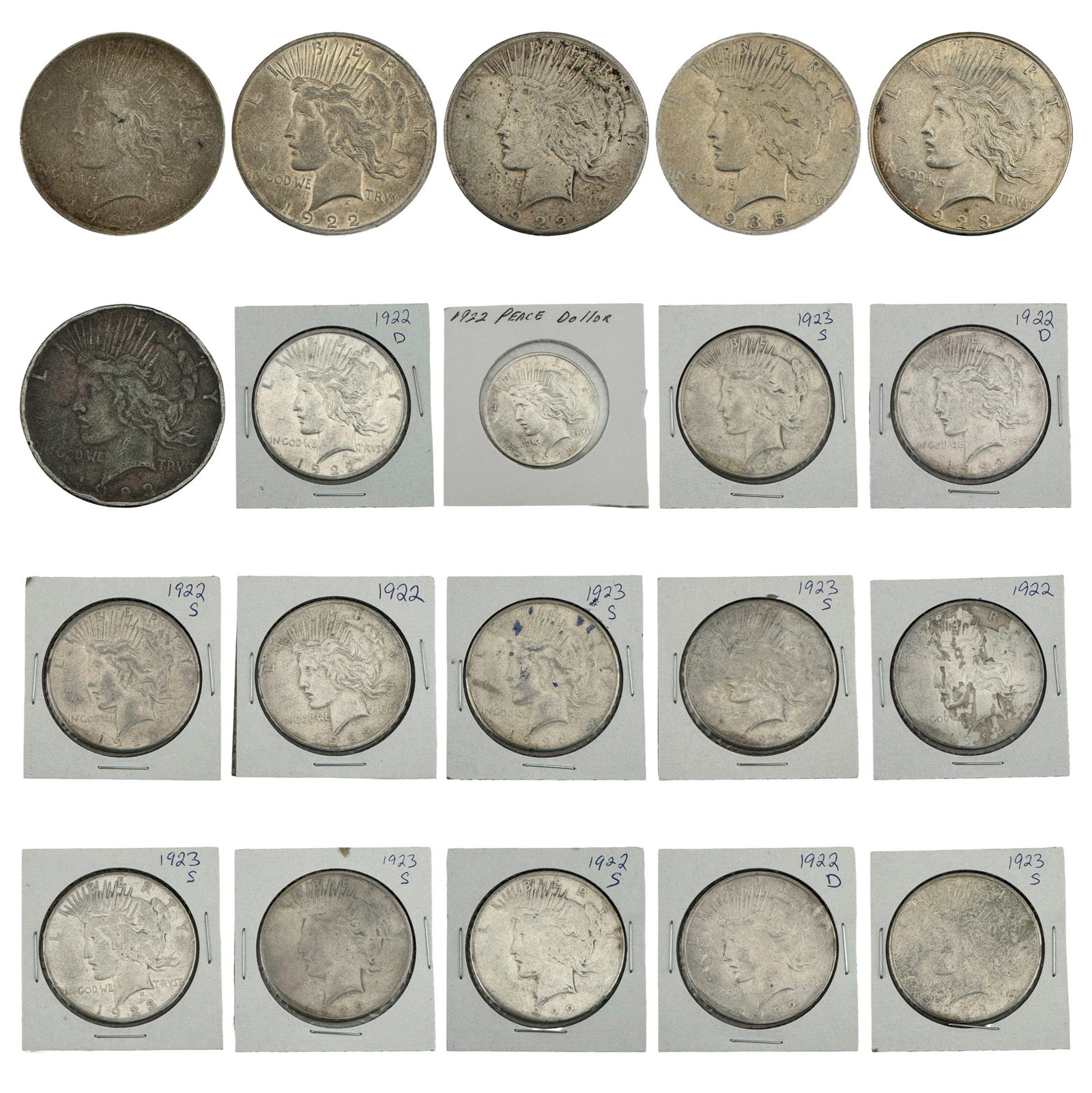 1922-1935 US Silver Peace Dollar Roll [20 Coins] : 1922-1935 US Silver Peace Dollar Roll [20 Coins]