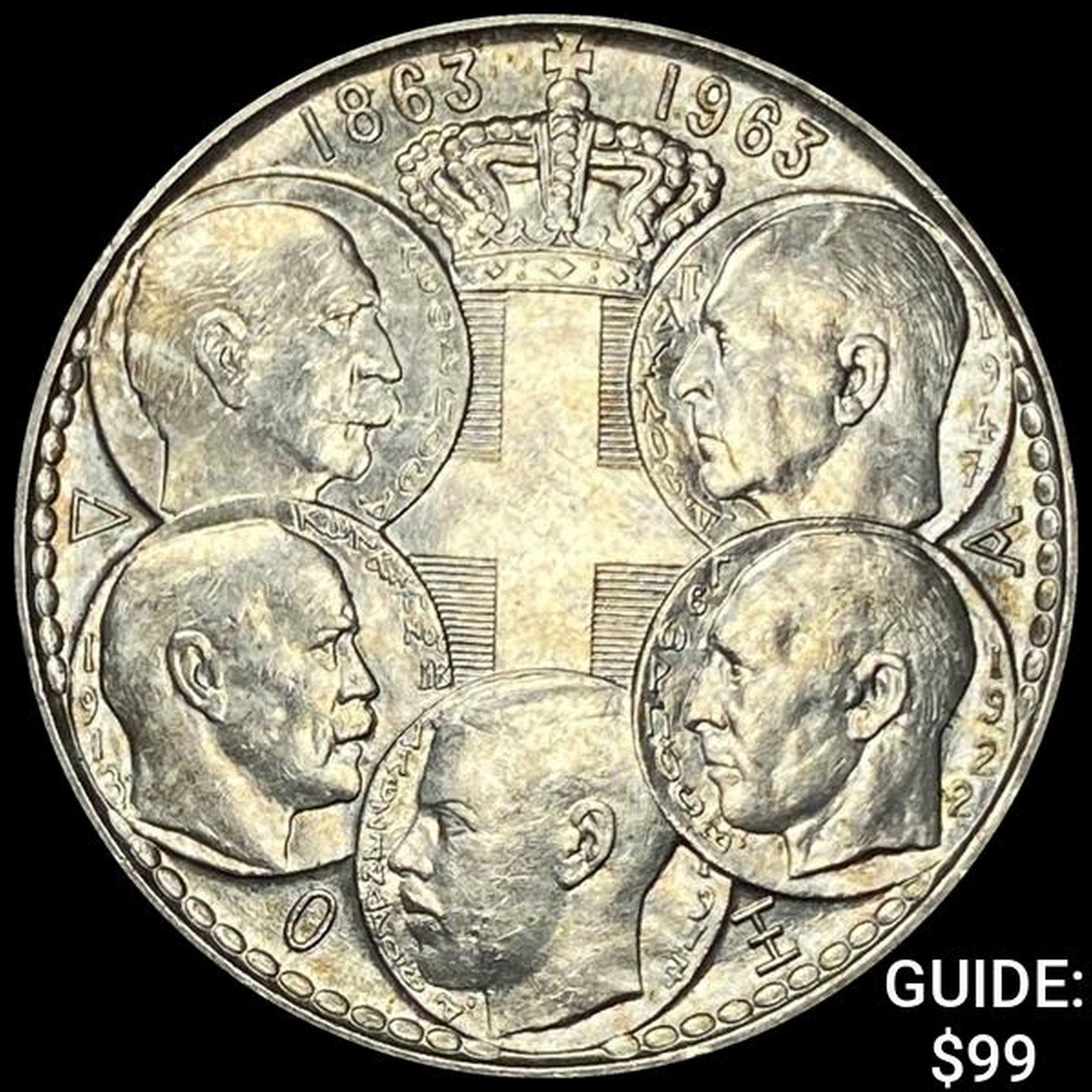 1964 Greece Silver 5 Kings 30 Drachmai CHOICE AU: 1964 Greece Silver 5 Kings 30 Drachmai CHOICE AU