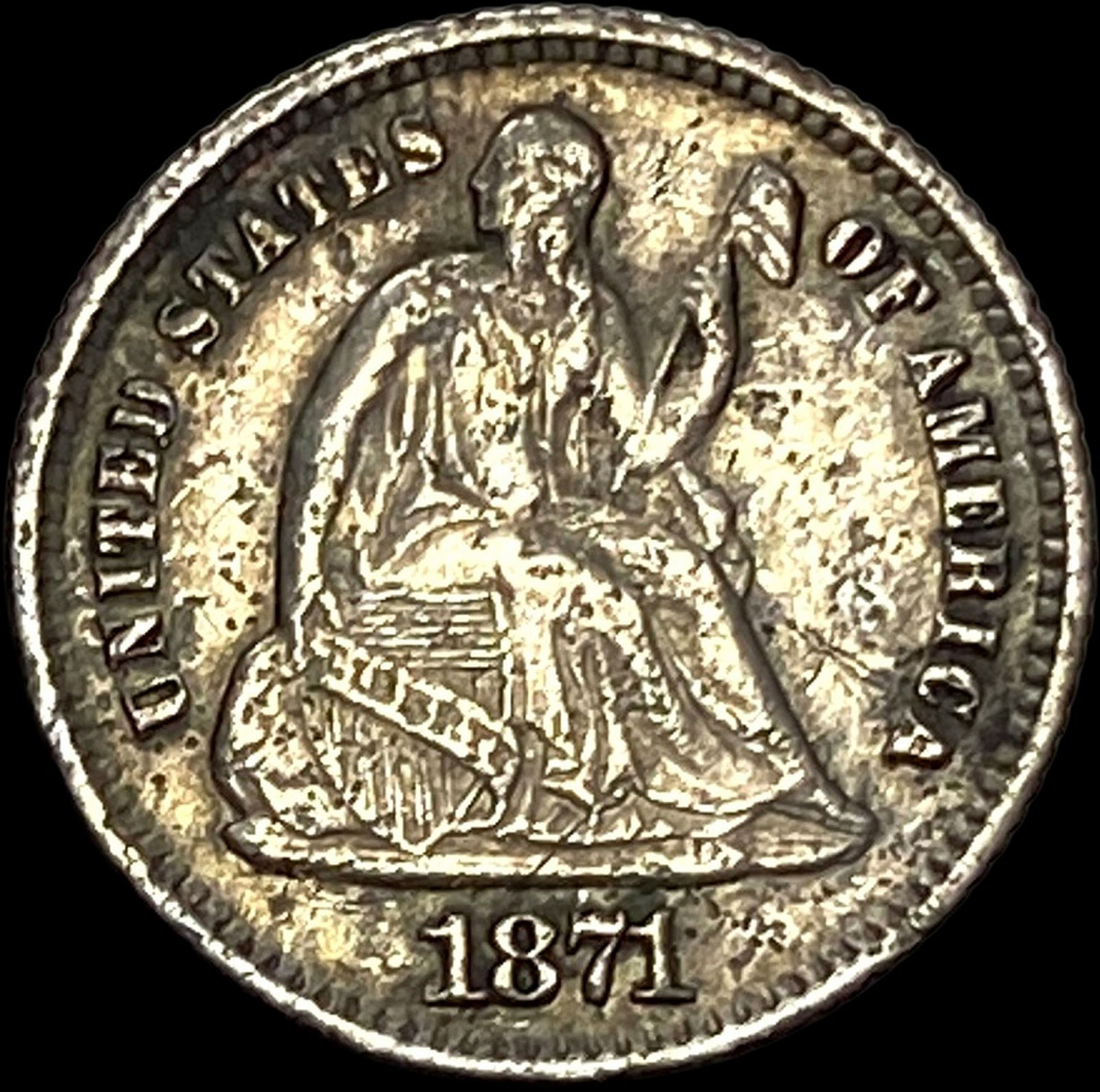 1871 Silver Half Dime LIGHTLY CIRCULATED (1 of 2)
