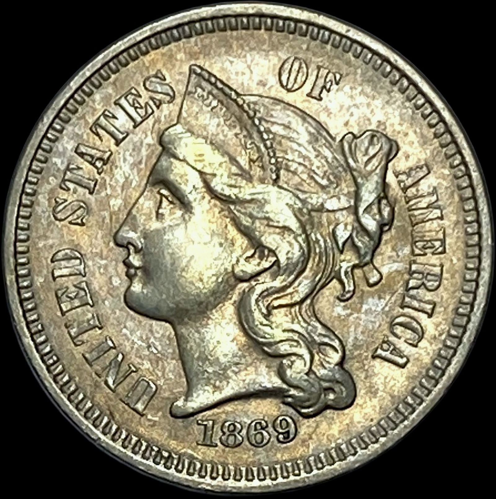 1869 Nickel Three-Cent Piece CHOICE AU (1 of 2)