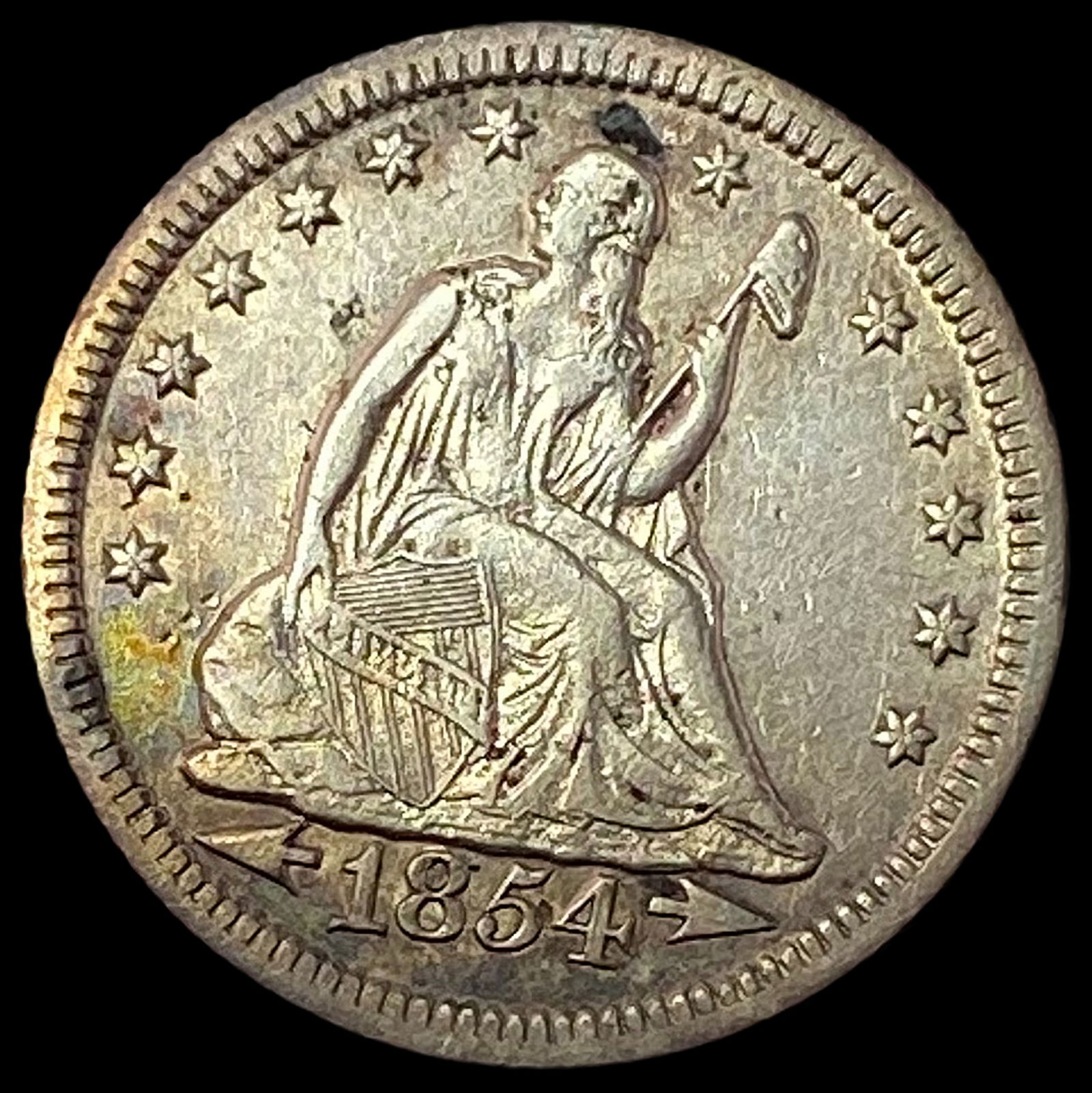 1854-O Silver Seated Liberty [Arrows] Quarter CLOSELY UNCIRCULATED (1 of 2)