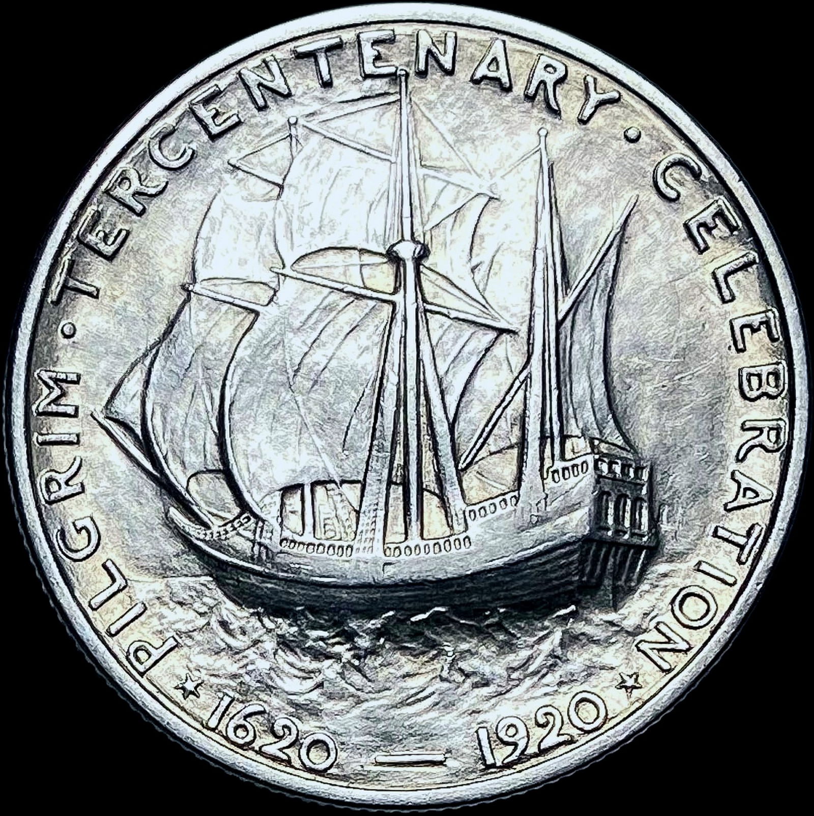 1920 Silver Pilgrim Half Dollar CLOSELY UNCIRCULATED (1 of 2)