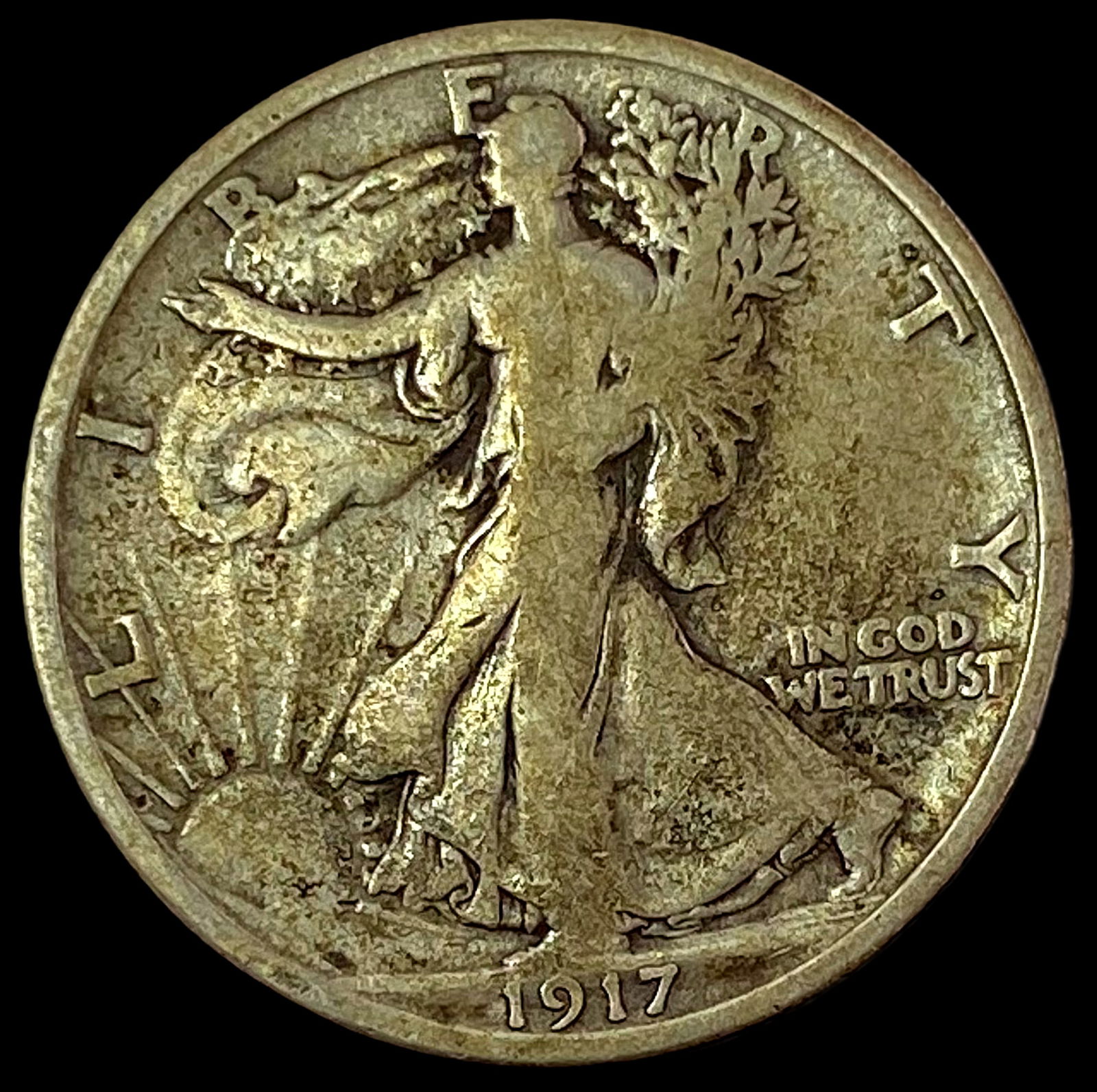 1917-D Silver Walking Liberty Half Dollar LIGHTLY CIRCULATED (1 of 2)