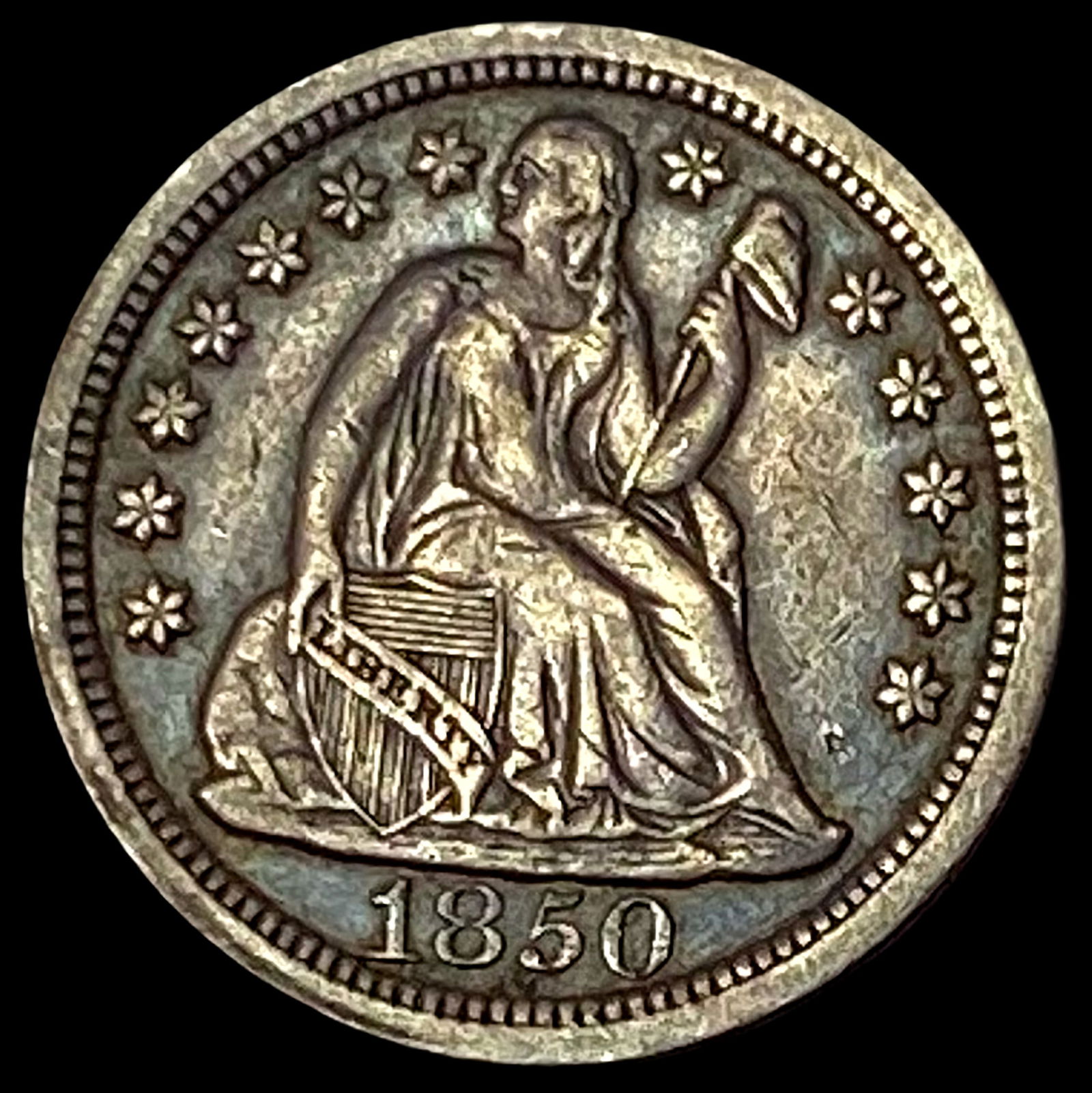 1850 Seated Liberty Dime NEARLY UNCIRCULATED (1 of 2)