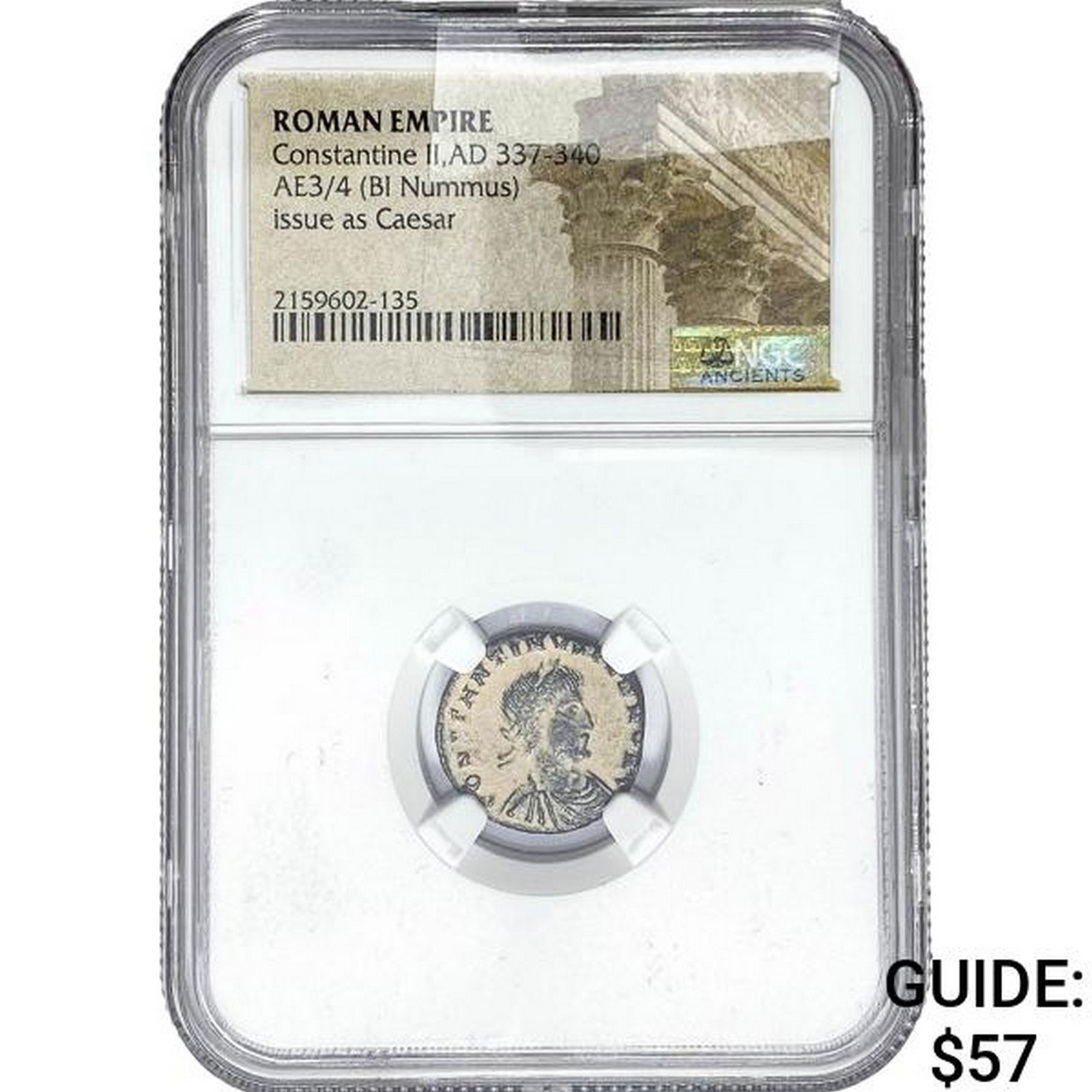 Roman Constantine II, AD 337-340 AE3/4 BI Nummus NGC (1 of 2)