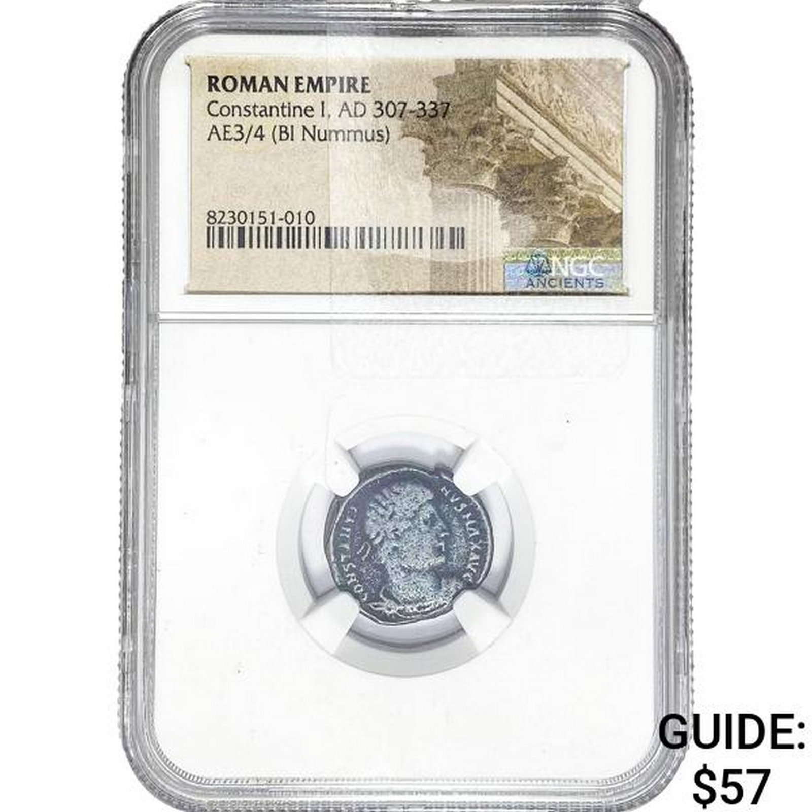 Roman Constantine I, AD 307-337 AE3/4 BI Nummus NGC: Roman Constantine I, AD 307-337 AE3/4 BI Nummus NGC
