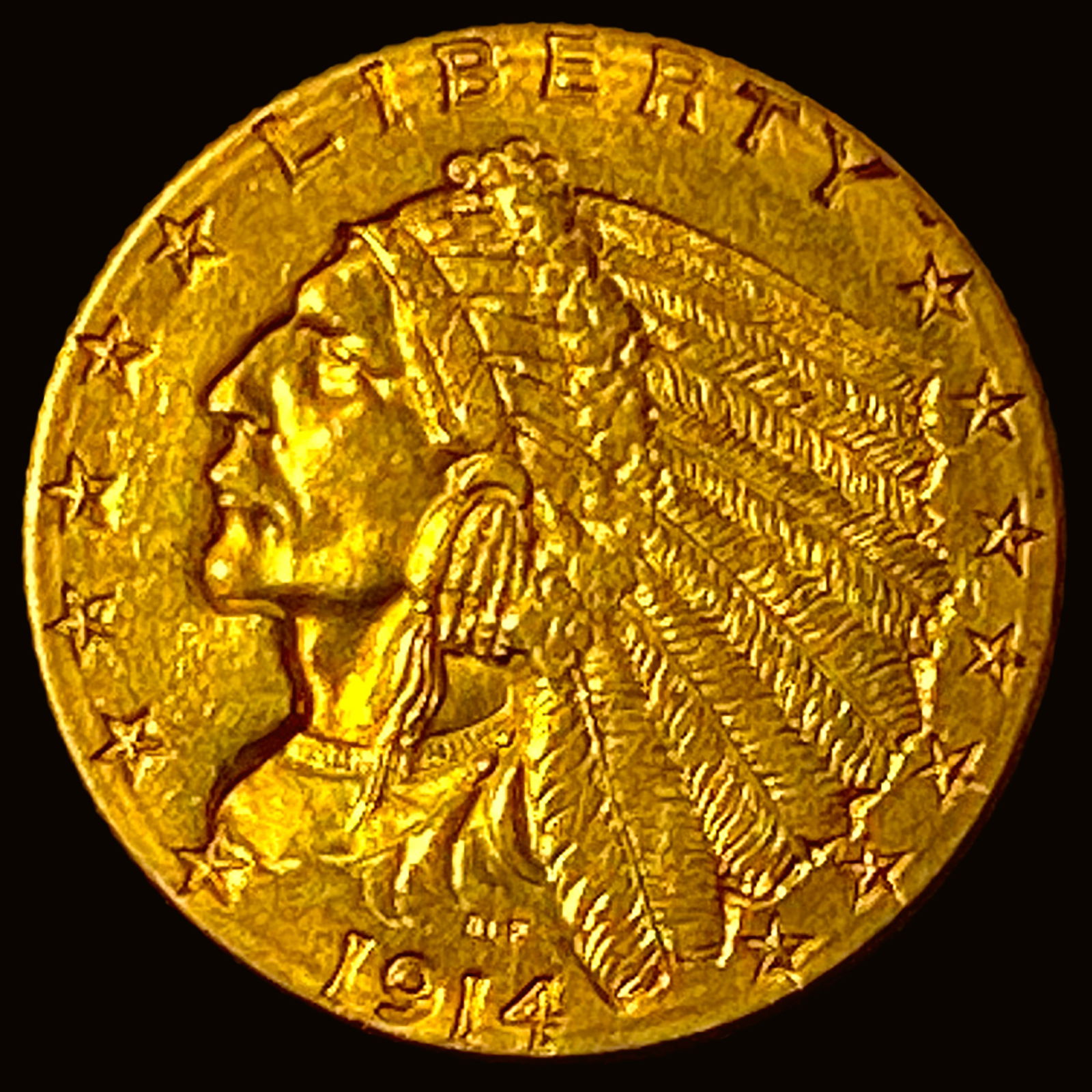 1914-D Gold Indian Head Quarter Eagle $2.50 CHOICE AU (1 of 2)