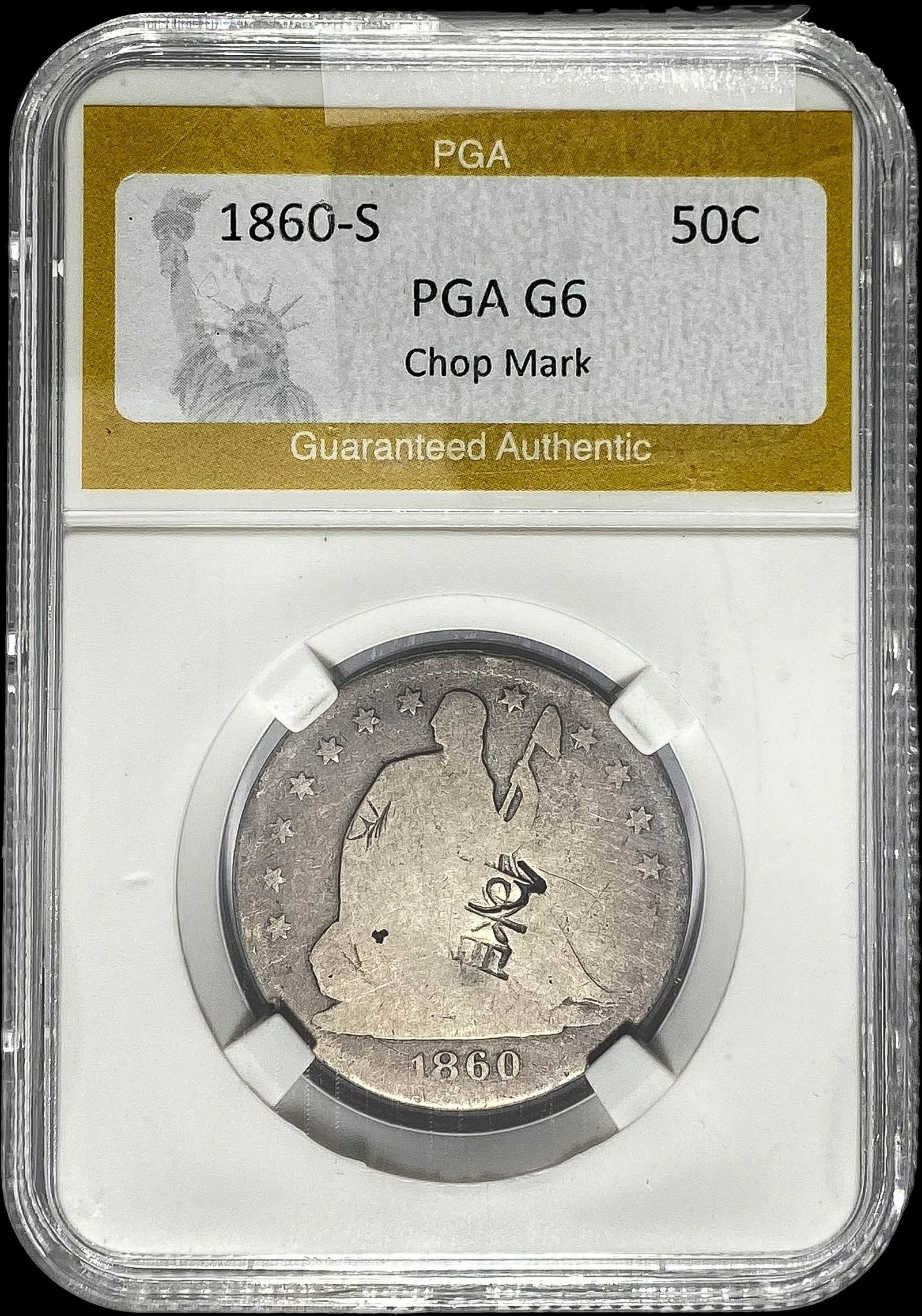 1860-S Seated Liberty Half Dollar PGA G6 Chop Mark (1 of 2)