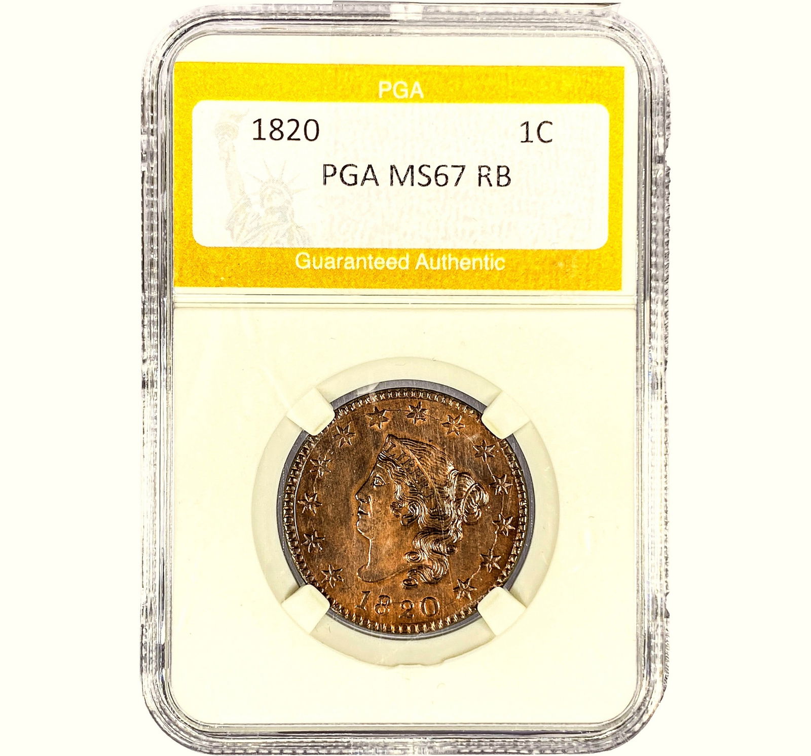 1820 Coronet Head Large Cent PGA MS67 RB (1 of 2)
