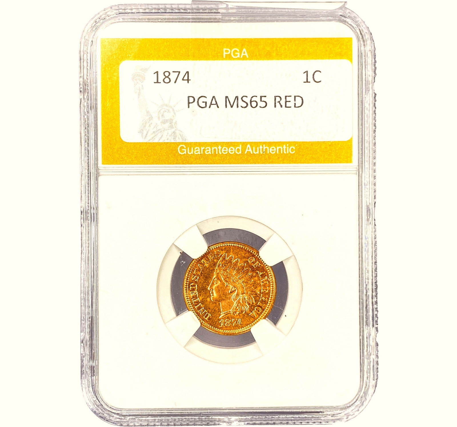 1874 Indian Head Cent PGA MS65 RED (1 of 2)