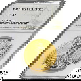 1907 $20 Gold Double Eagle NGC PF61 High Relief: 1907 $20 Gold Double Eagle NGC PF61 High Relief