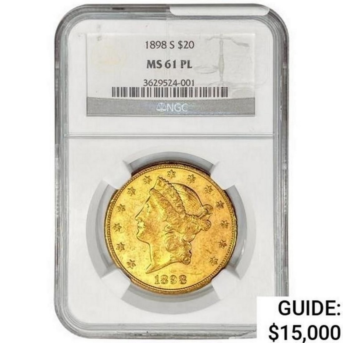 1898-S $20 Gold Double Eagle NGC MS61 PL (1 of 2)