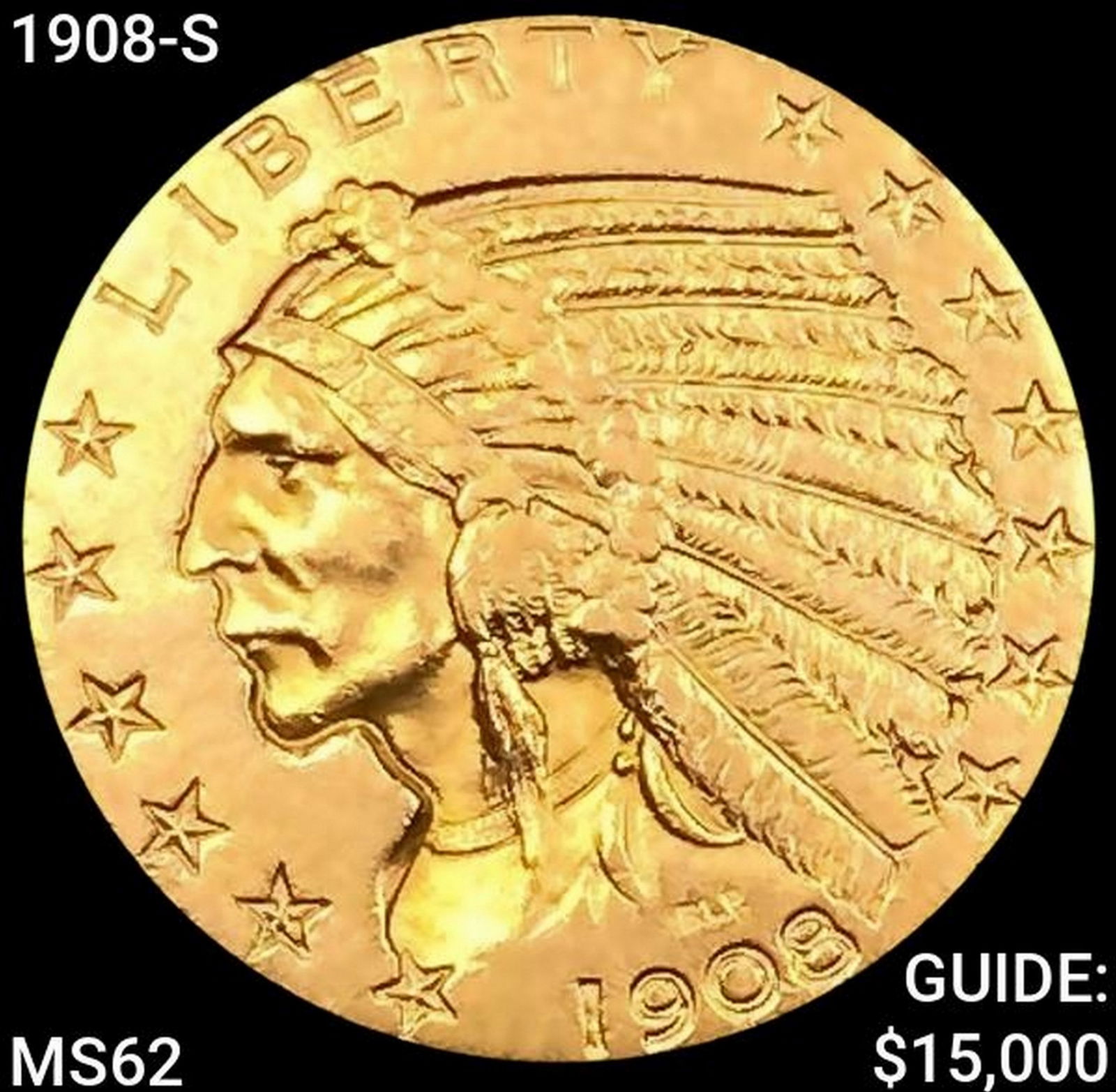 1908-S $5 Gold Half Eagle UNCIRCULATED (1 of 2)