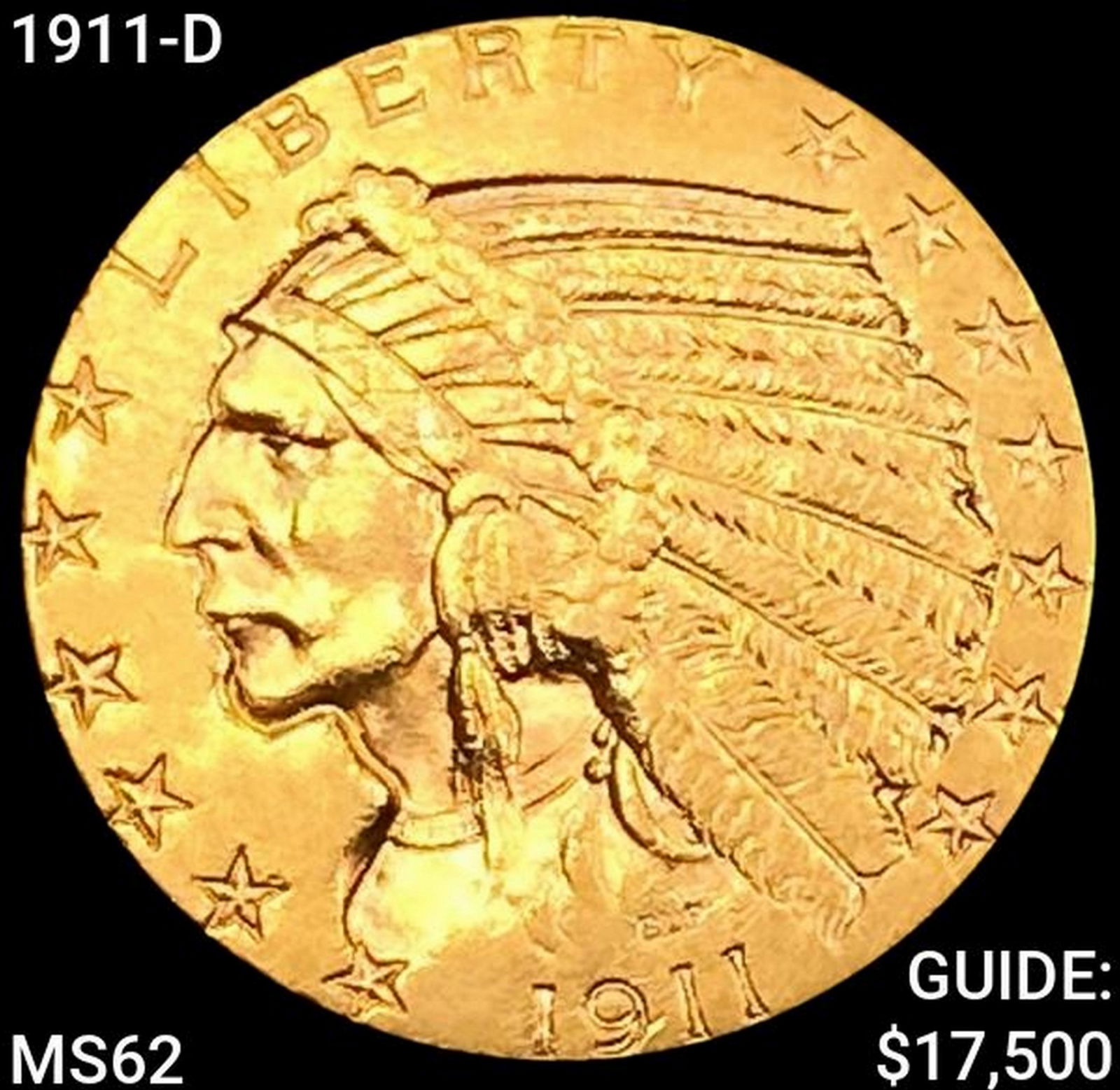 1911-D $5 Gold Half Eagle UNCIRCULATED (1 of 2)