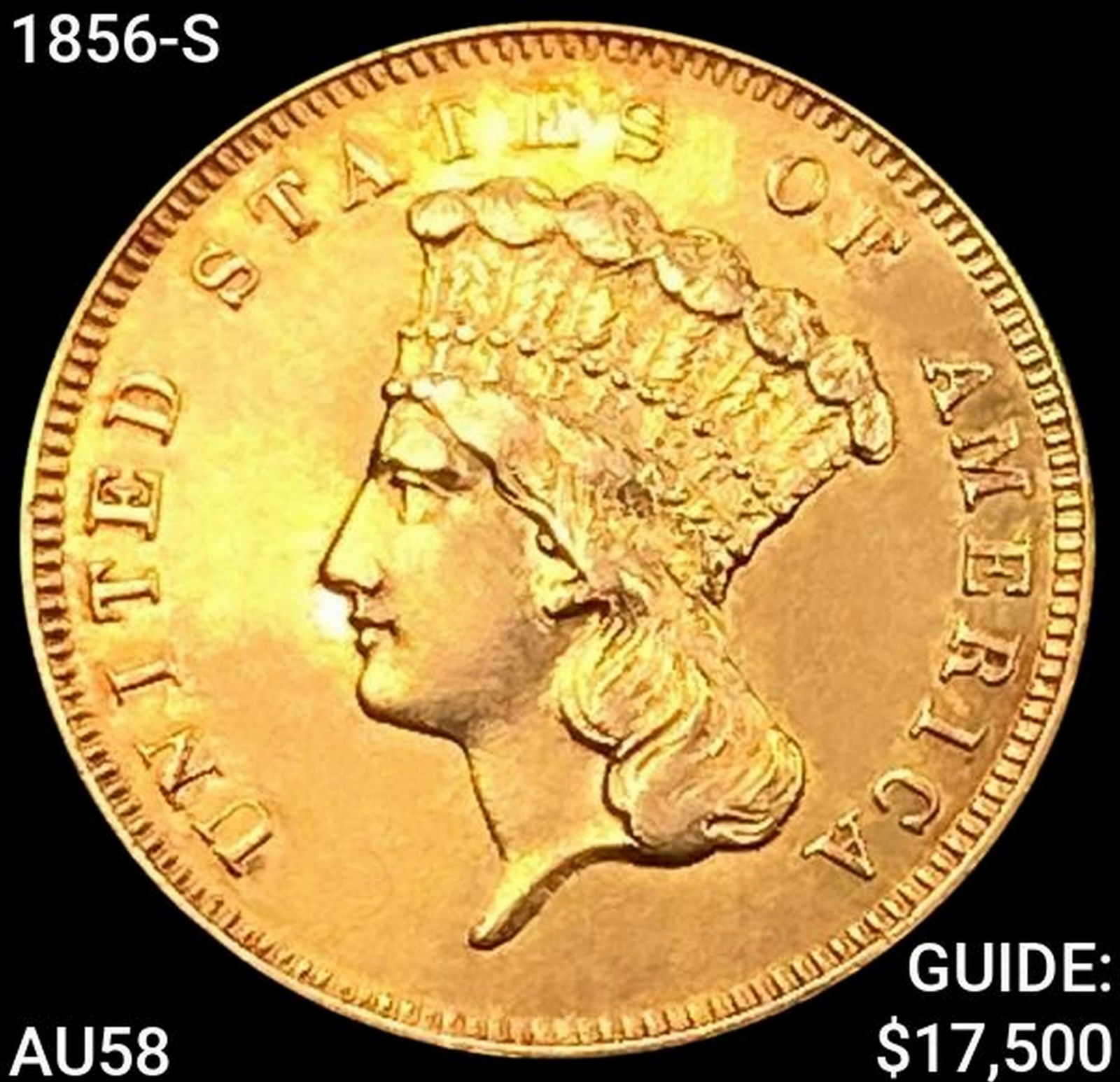 1856-S $3 Gold Piece CHOICE AU (1 of 2)