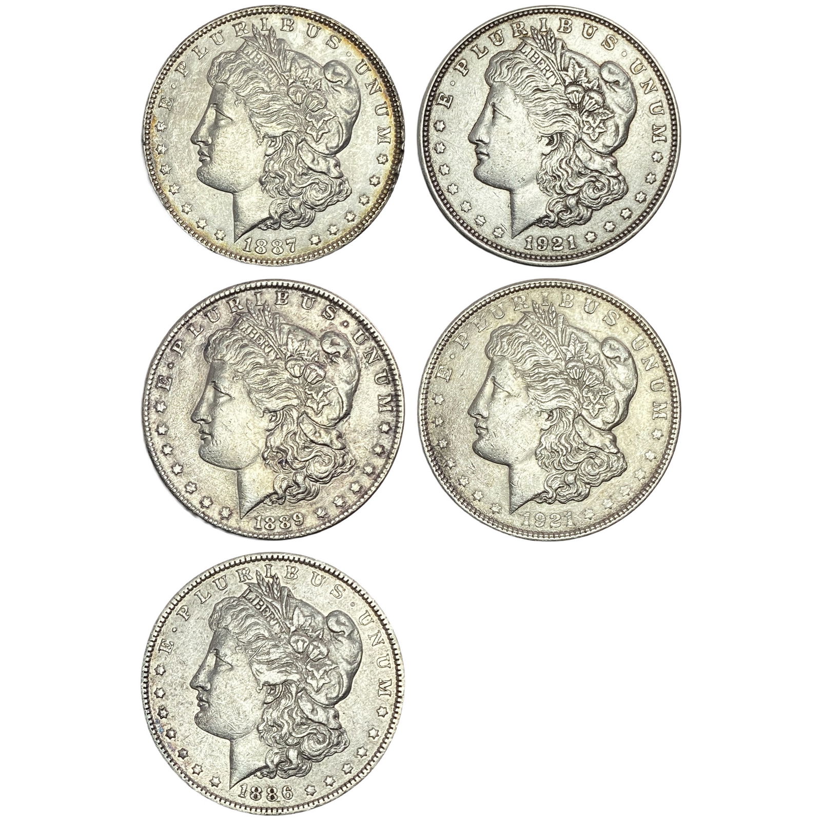1886-1921 High Grade Morgan Silver Dollar Lot [5 Coins] (1 of 2)