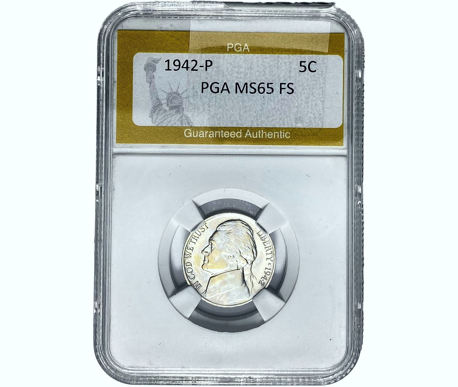 1942-P Silver Jefferson Nickel PGA MS65 FS (1 of 2)