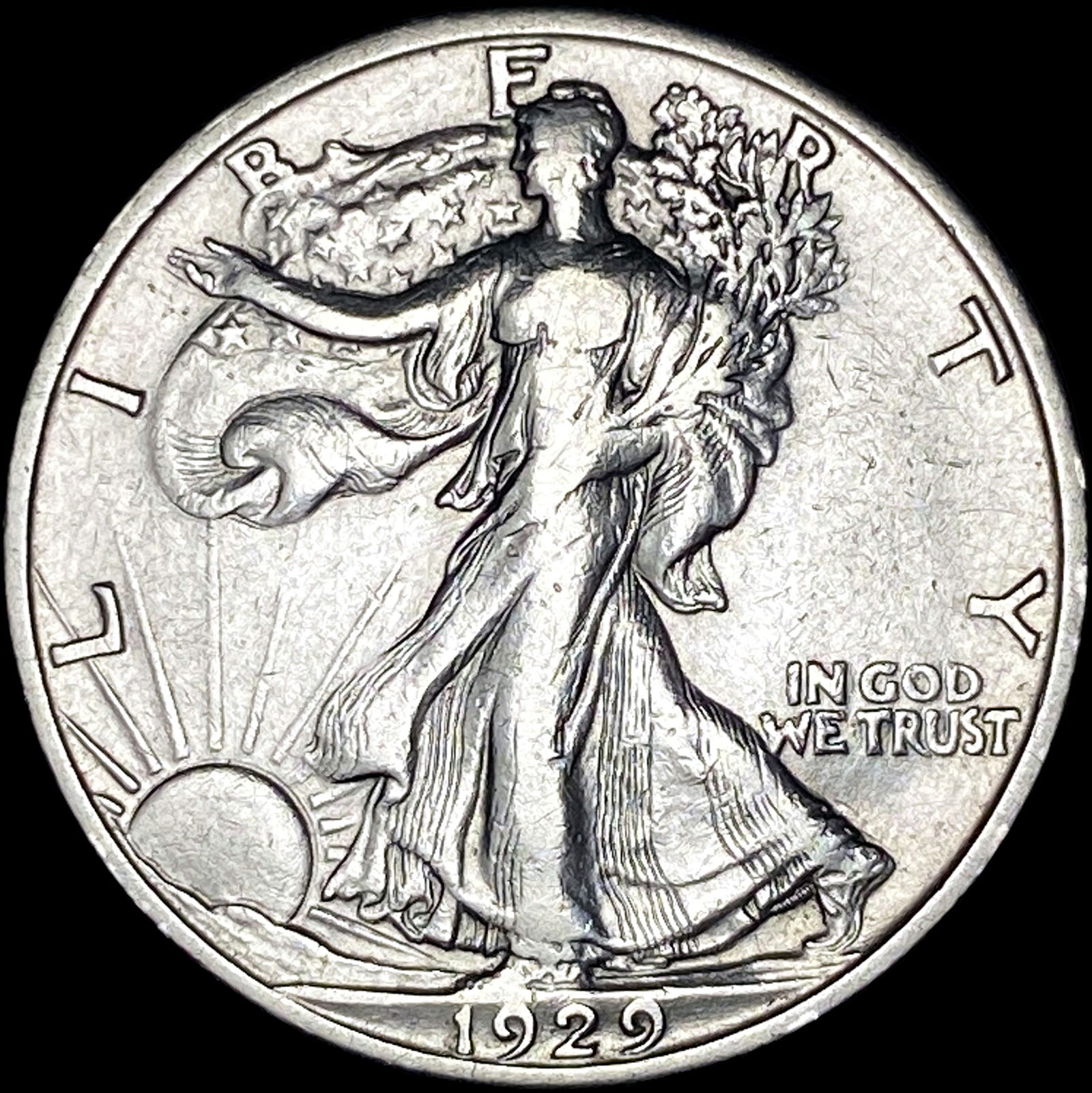 1929-S Silver Walking Liberty Half Dollar CLOSELY UNCIRCULATED (1 of 2)