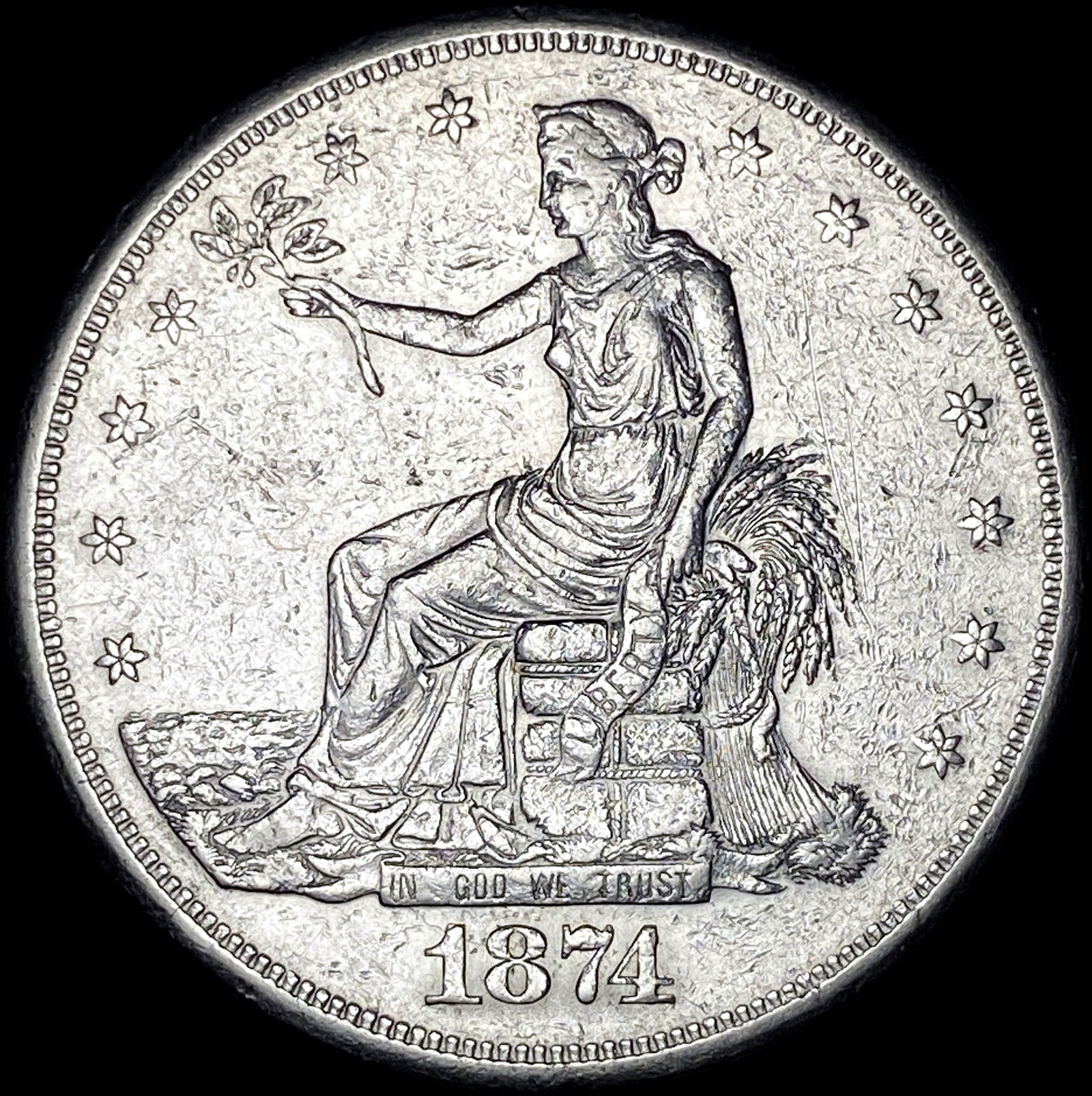 1874-S Silver Trade Dollar CLOSELY UNCIRCULATED (1 of 2)