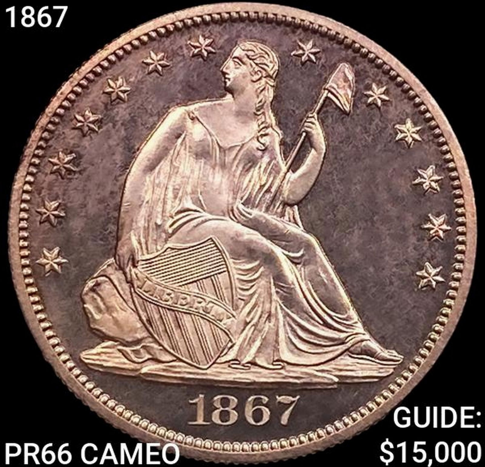 1867 Seated Liberty Half Dollar GEM PROOF CAM (1 of 2)