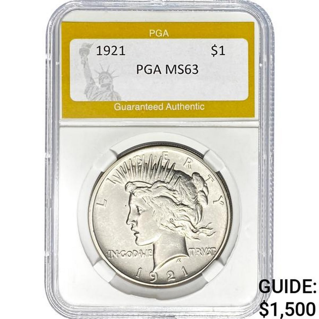 1921 Peace Dollar PGA MS63 SILVER (1 of 2)