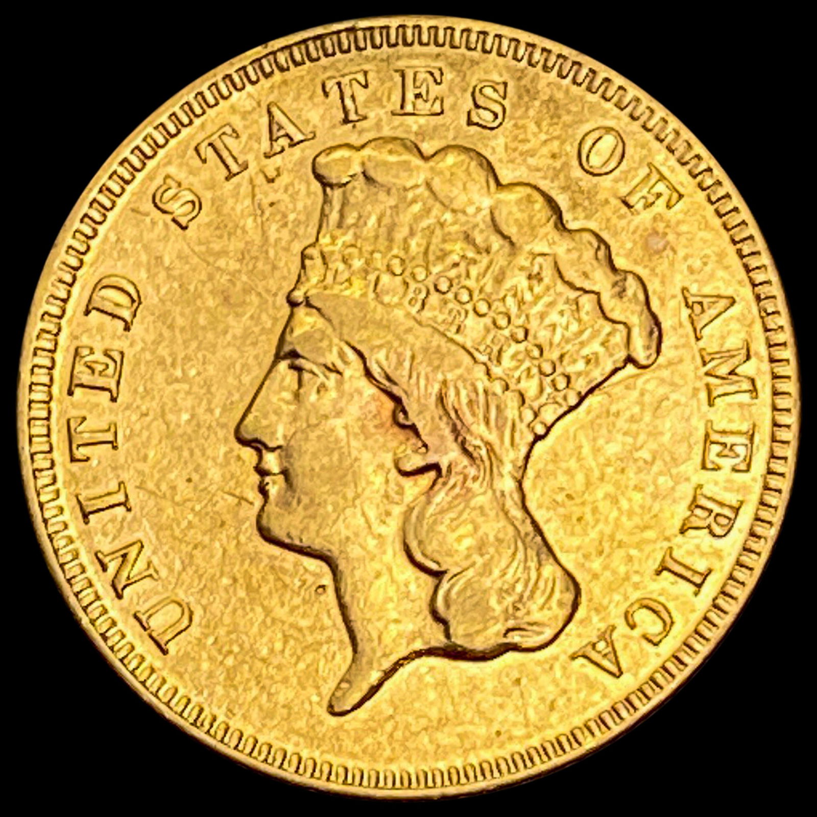 1874 $3 Indian Princess Head Gold CLOSELY UNCIRCUL CLOSELY UNCIRCULATED (1 of 2)