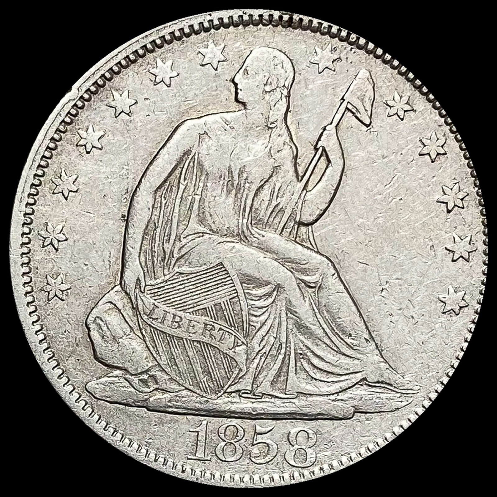 1858 Seated Liberty Half Dollar CLOSELY UNCIRCULATED (1 of 2)