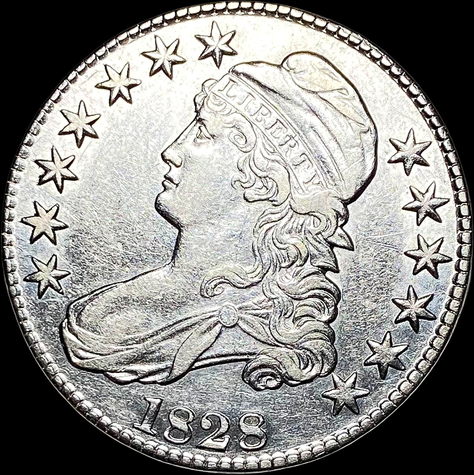 1828 Capped Bust Half Dollar CLOSELY UNCIRCULATED: 1828 Capped Bust Half Dollar CLOSELY UNCIRCULATED