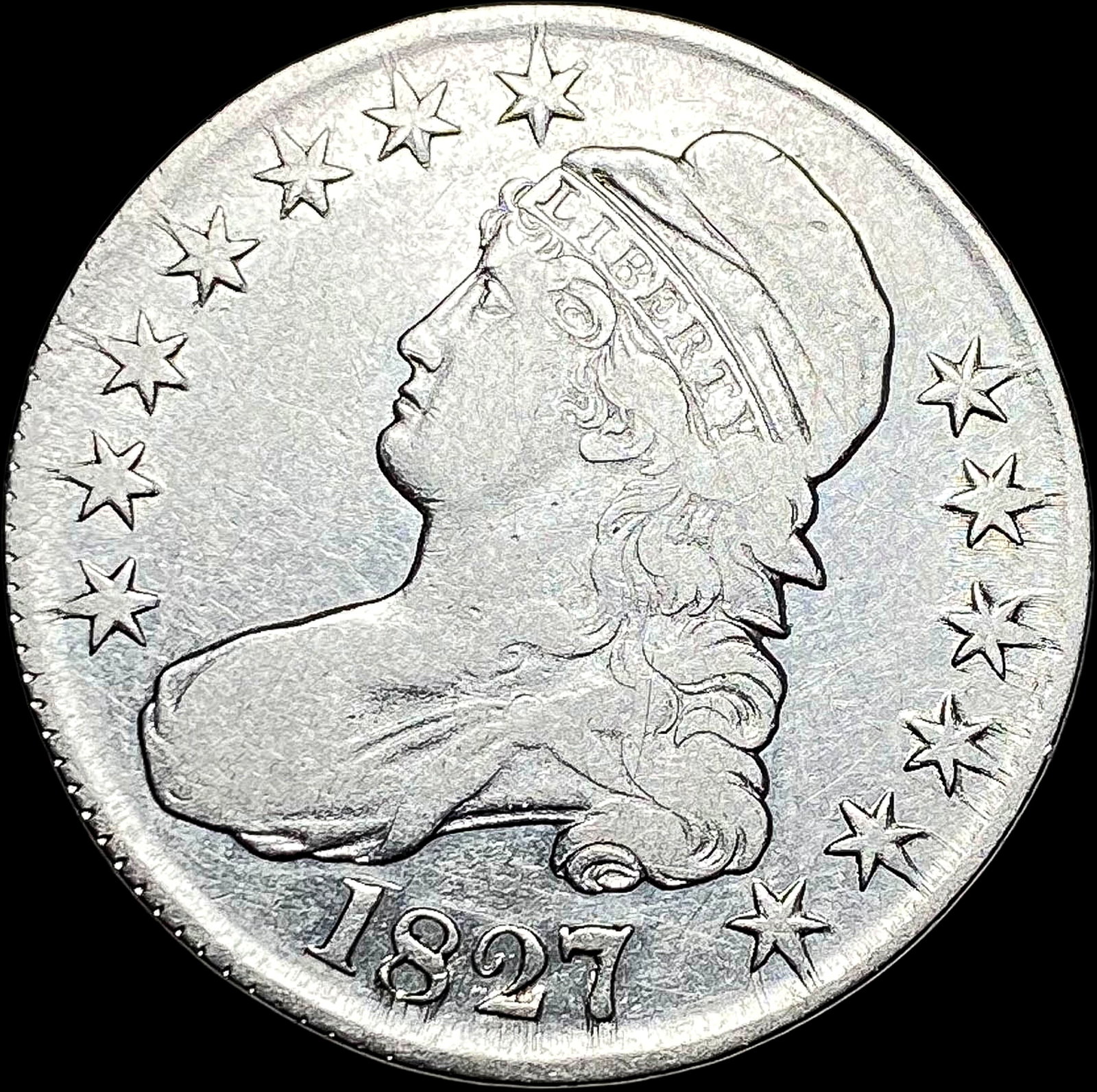 1827 Capped Bust Half Dollar LIGHTLY CIRCULATED: 1827 Capped Bust Half Dollar LIGHTLY CIRCULATED