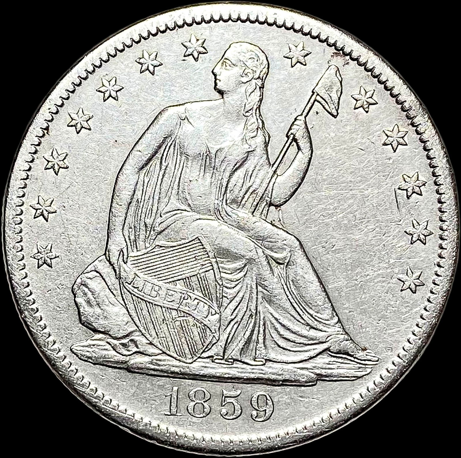 1859-S Seated Liberty Half Dollar UNCIRCULATED (1 of 2)