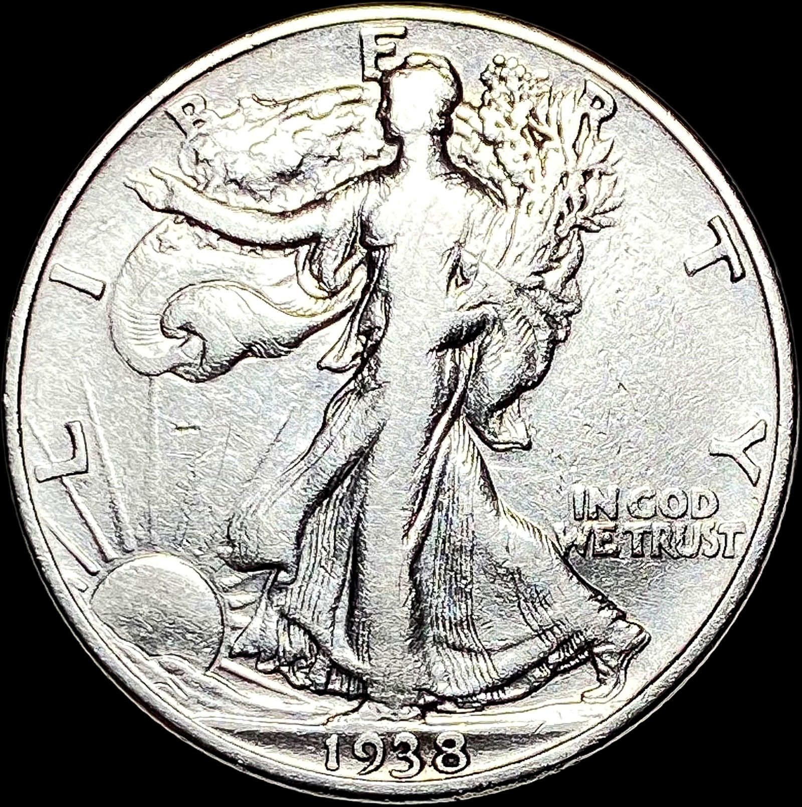 1938-D Silver Half Dollar Walking Liberty LIGHTLY CIRCULATED (1 of 2)