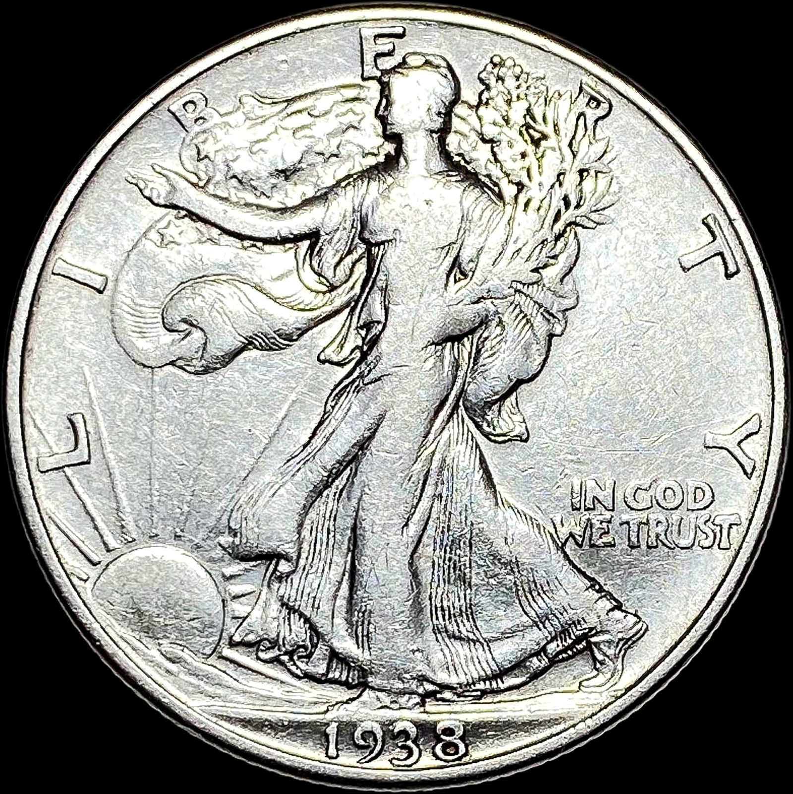 1938-D Silver Walking Liberty Half Dollar LIGHTLY CIRCULATED (1 of 2)