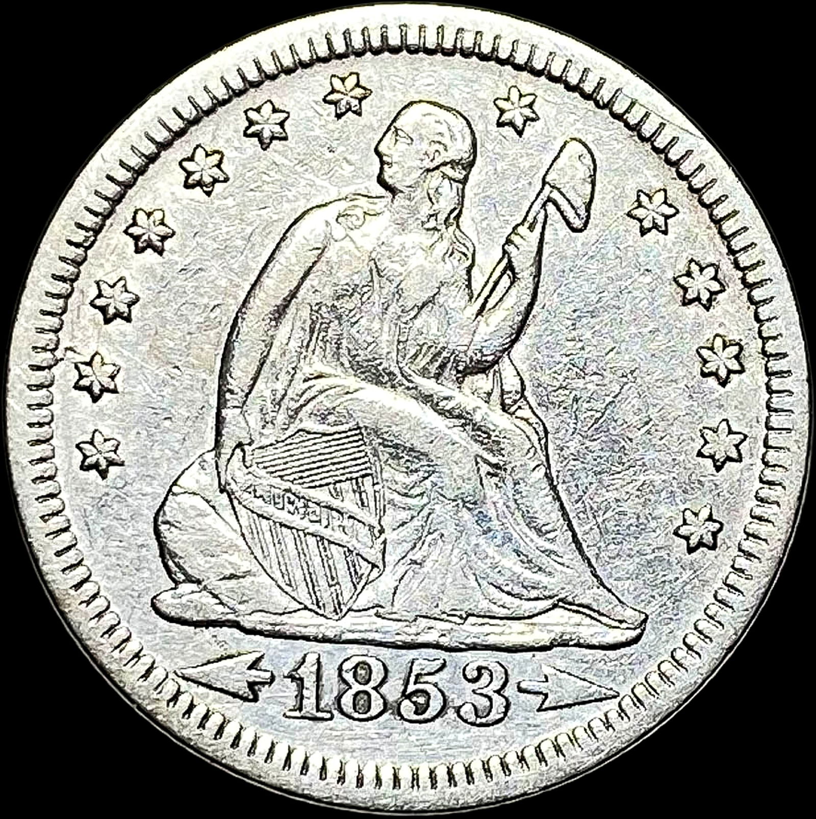 1853 Seated Liberty Silver Quarter LIGHTLY CIRCULATED (1 of 2)